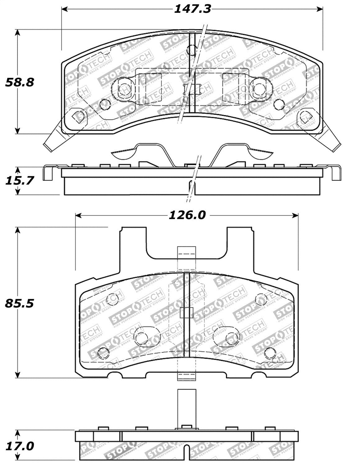 Sport Brake Pads StopTech 309.03700 with Shims and Hardware