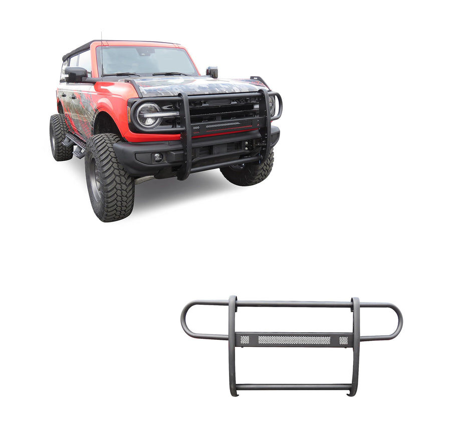 Beacon Black Horse Grille brush Bumper Guard Modular Black Compatible with 2021-2024 Ford Bronco-BGFB21NL