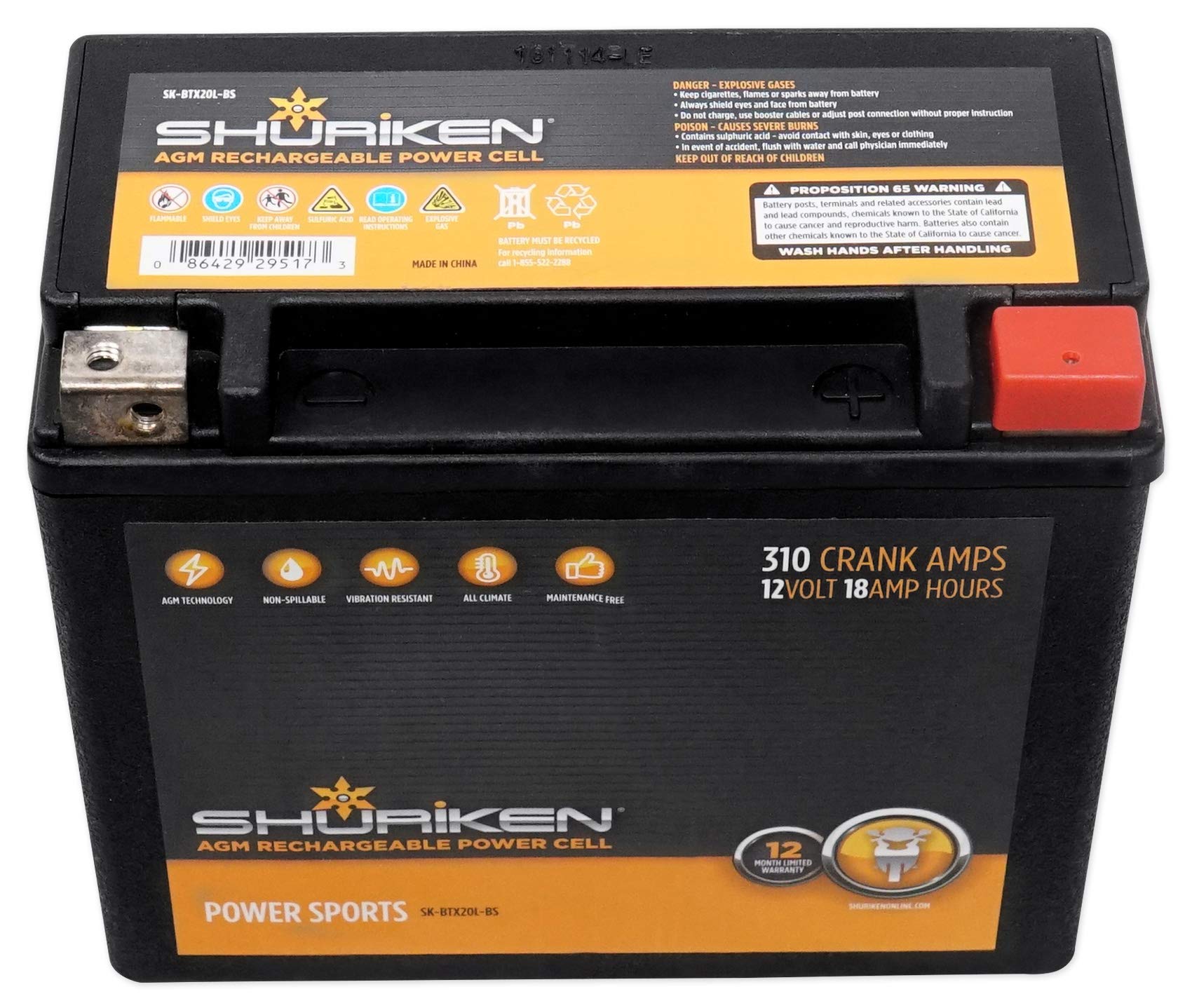 310 Crank Shuriken Amps 18Ah AGM Powersports 12-Volt Battery