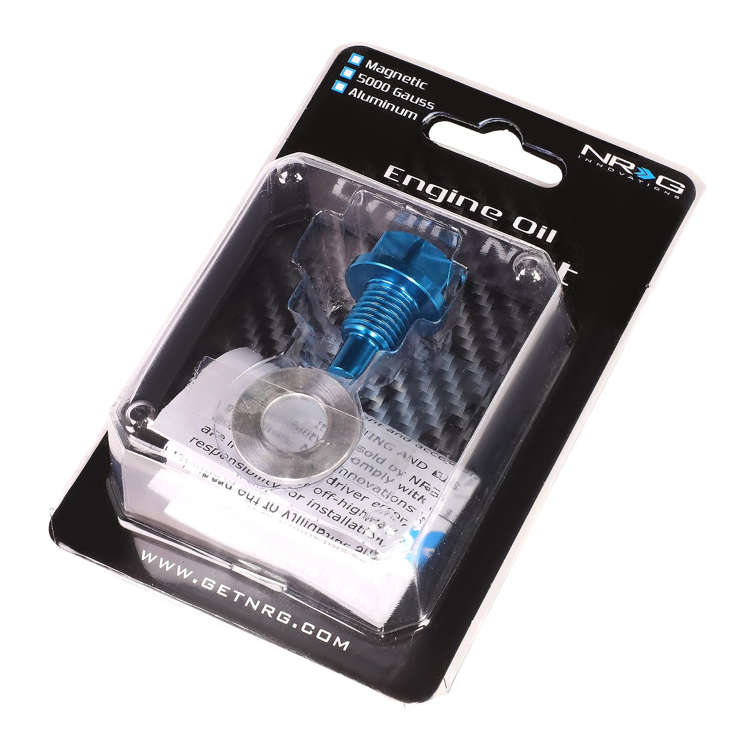 Magnetic Oil Drain Plug NRG Innovations, M12 X 1.5 Thread Size Engine Oil Drain Nut w/Washer, Blue, T-6061 Aluminum w/Stainless Steel Internal Magnet, NRG-NOP-400BL