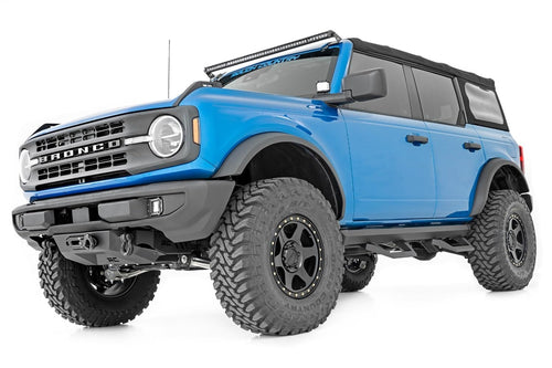 EXO Winch Mount Rough Country with LED Lights for Ford F-250/F-350 Super Duty (2011-2016) - Includes 20-in LED Bar, Dual 2-in LED Cubes, D-Rings