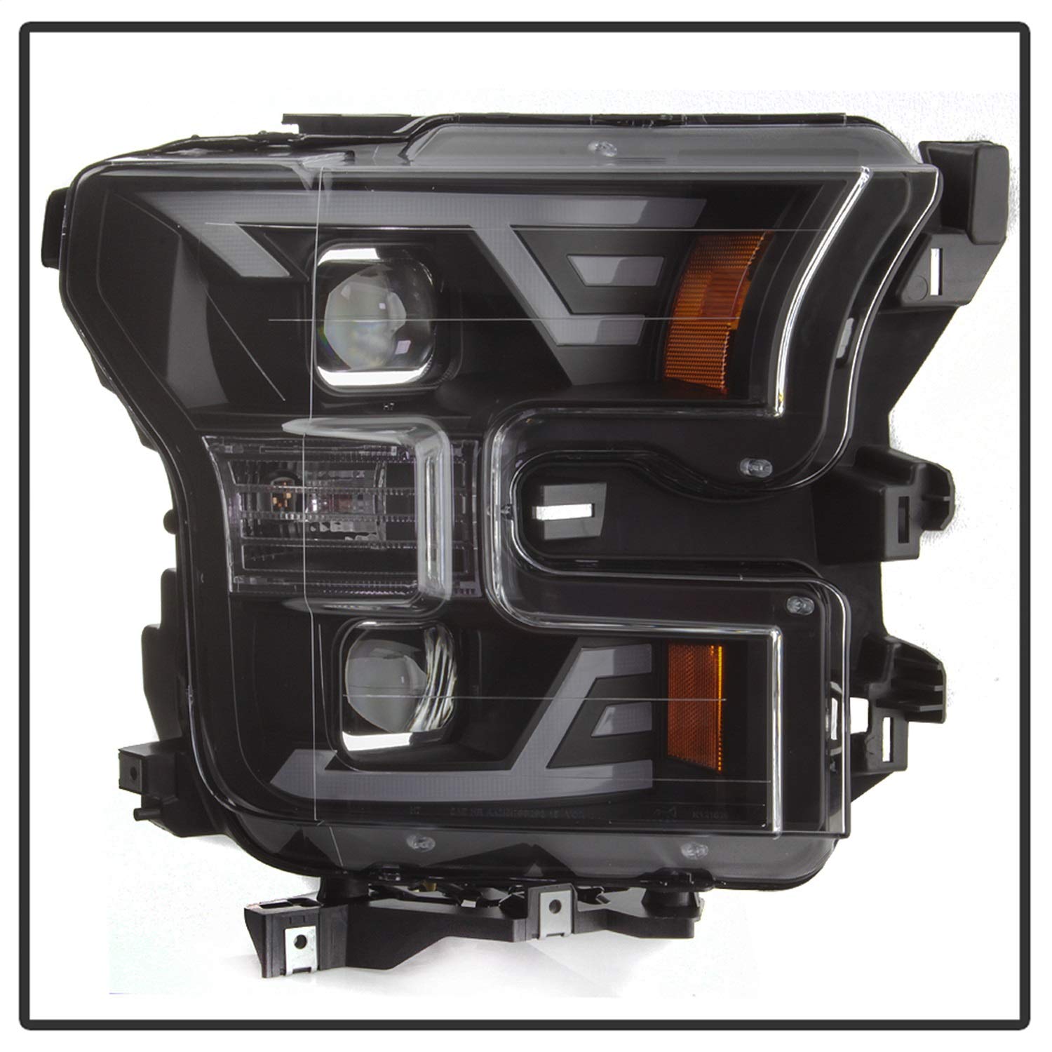 Ford F150 2015-2017 Spyder (Akkon) DRL LED Light Bar Projector Headlights - Black - Low Beam - H7 ; High