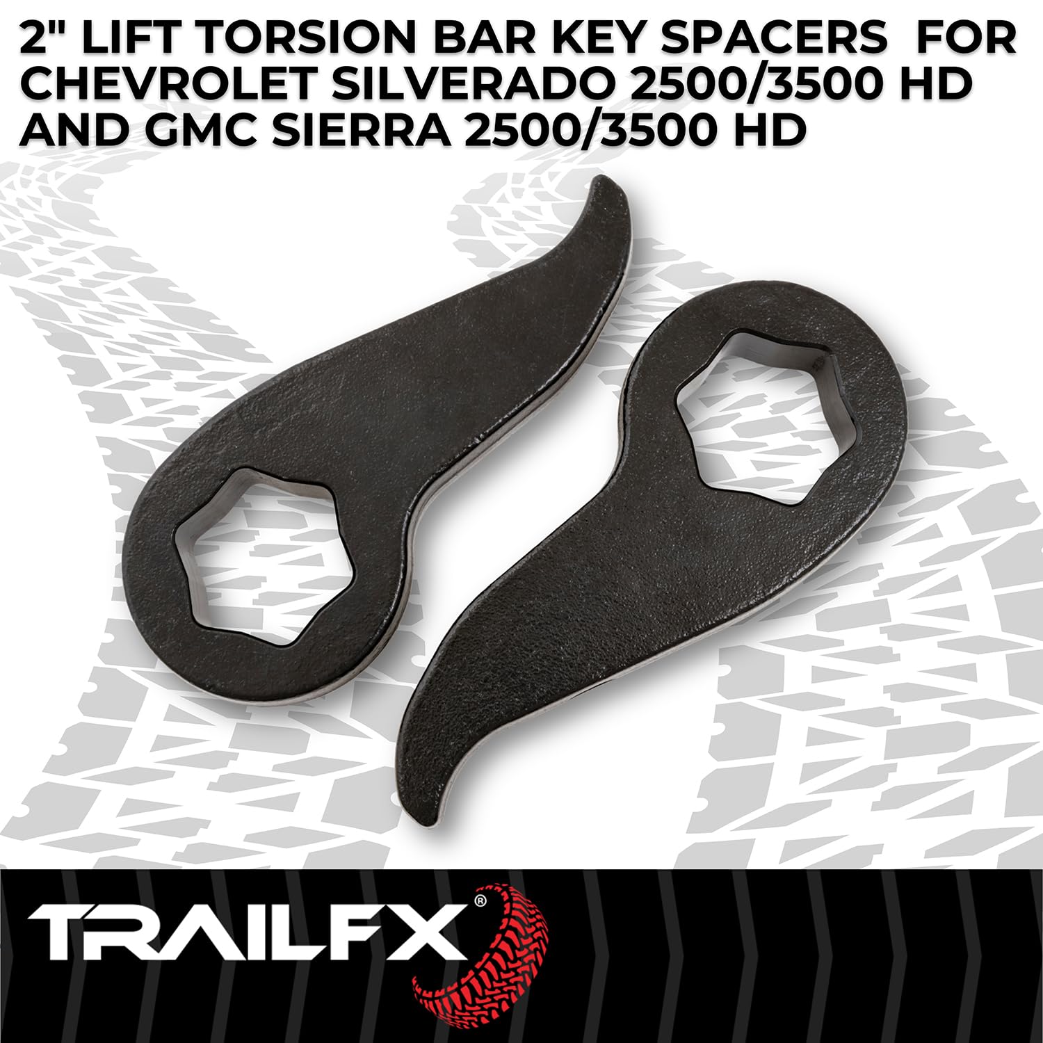 Trail FX Suspension Leveling Kit G22LL4, 2 Inch Lift, Lower Strut Spacer, Aluminum, With Strut Spacers And Installation Hardware, Fits 2011-2019 Chevrolet/GMC Silverado/Sierra 2500 HD/ 3500 HD