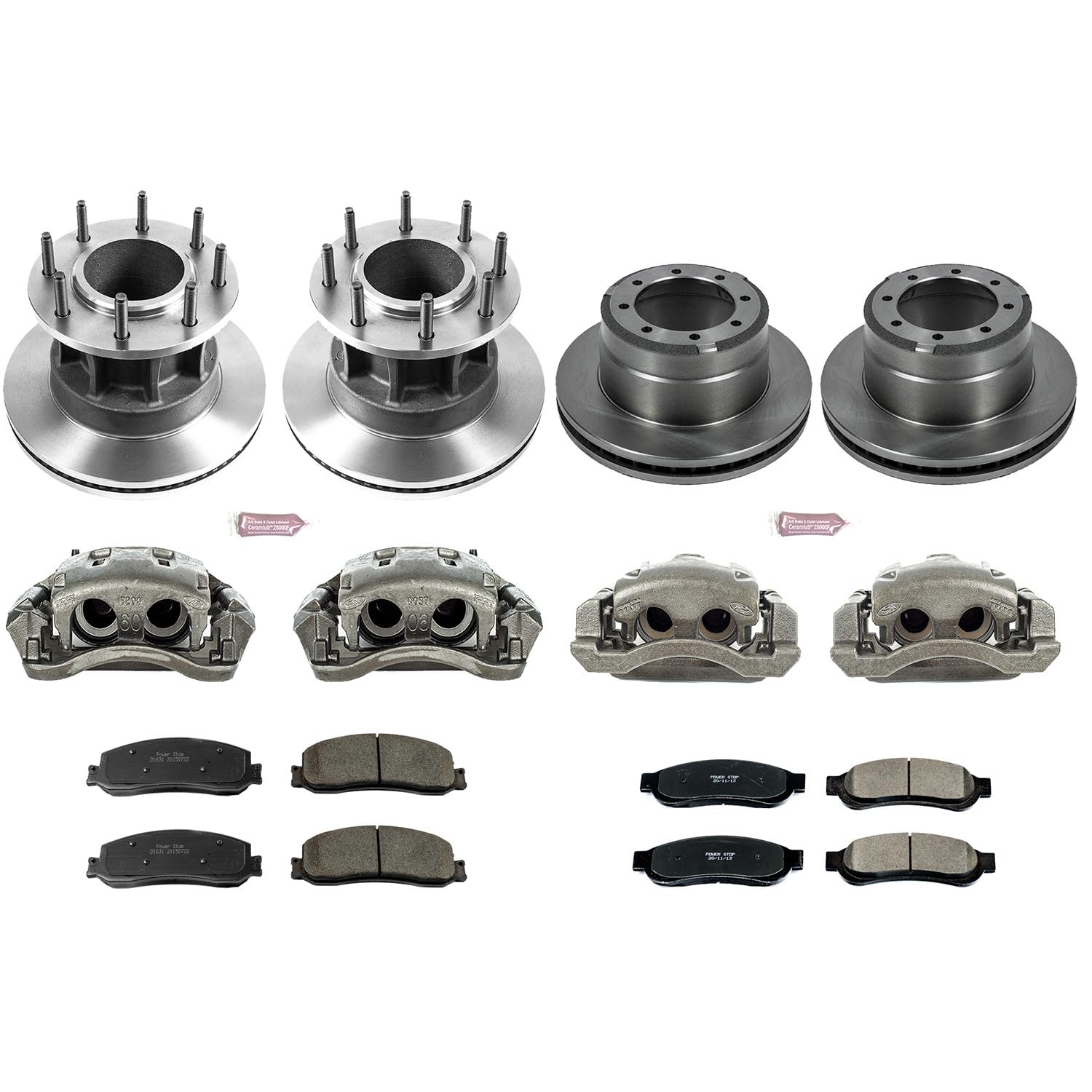 Power Stop KCOE6527 Replacement Autospeciality Front and Rear Caliper Kit- OE Rotors, Ceramic Brake Pads, Calipers For Ford F-350 Super Duty 2012 [Model Specific]