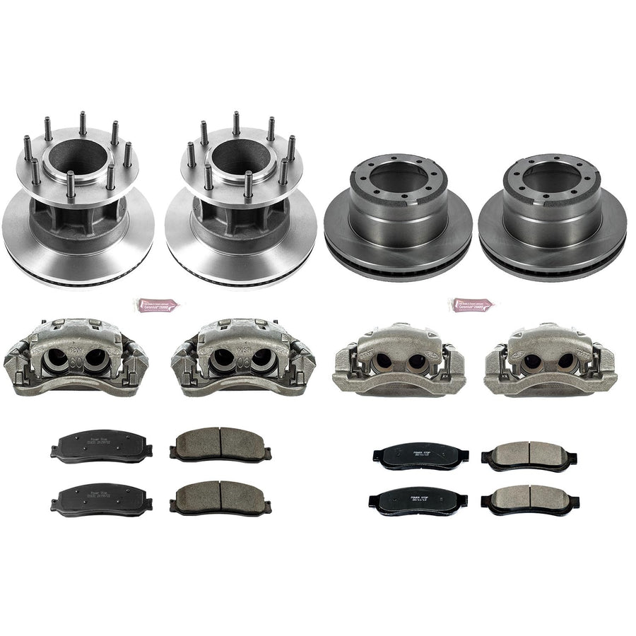 Power Stop KCOE6527 Replacement Autospeciality Front and Rear Caliper Kit- OE Rotors, Ceramic Brake Pads, Calipers For Ford F-350 Super Duty 2012 [Model Specific]