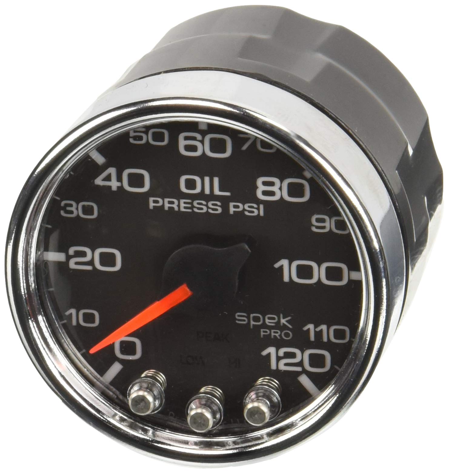 Gauge AUTO METER P32531 Oil Pressure (Spek-Pro 2 1/16", 120Psi, Stepper Motorwith Peak & Warn, Blk/Chrm, Spek-Pro)