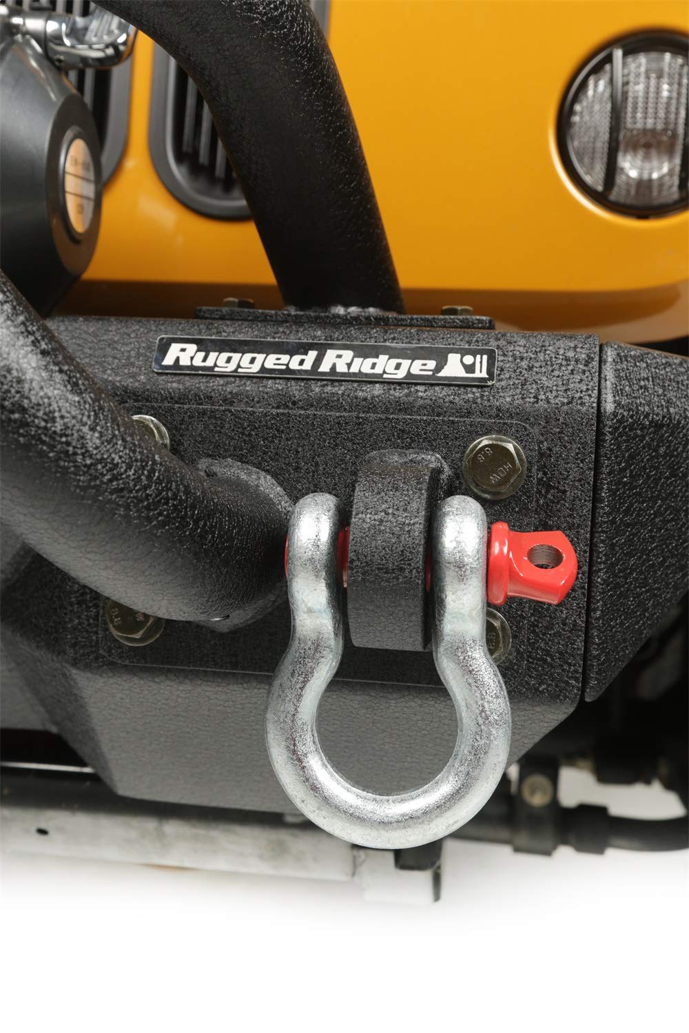 D-Ring Shackle Kit, Silver with Red pin Rugged Ridge, 3/4 inch, Steel, Pair | 11235.01
