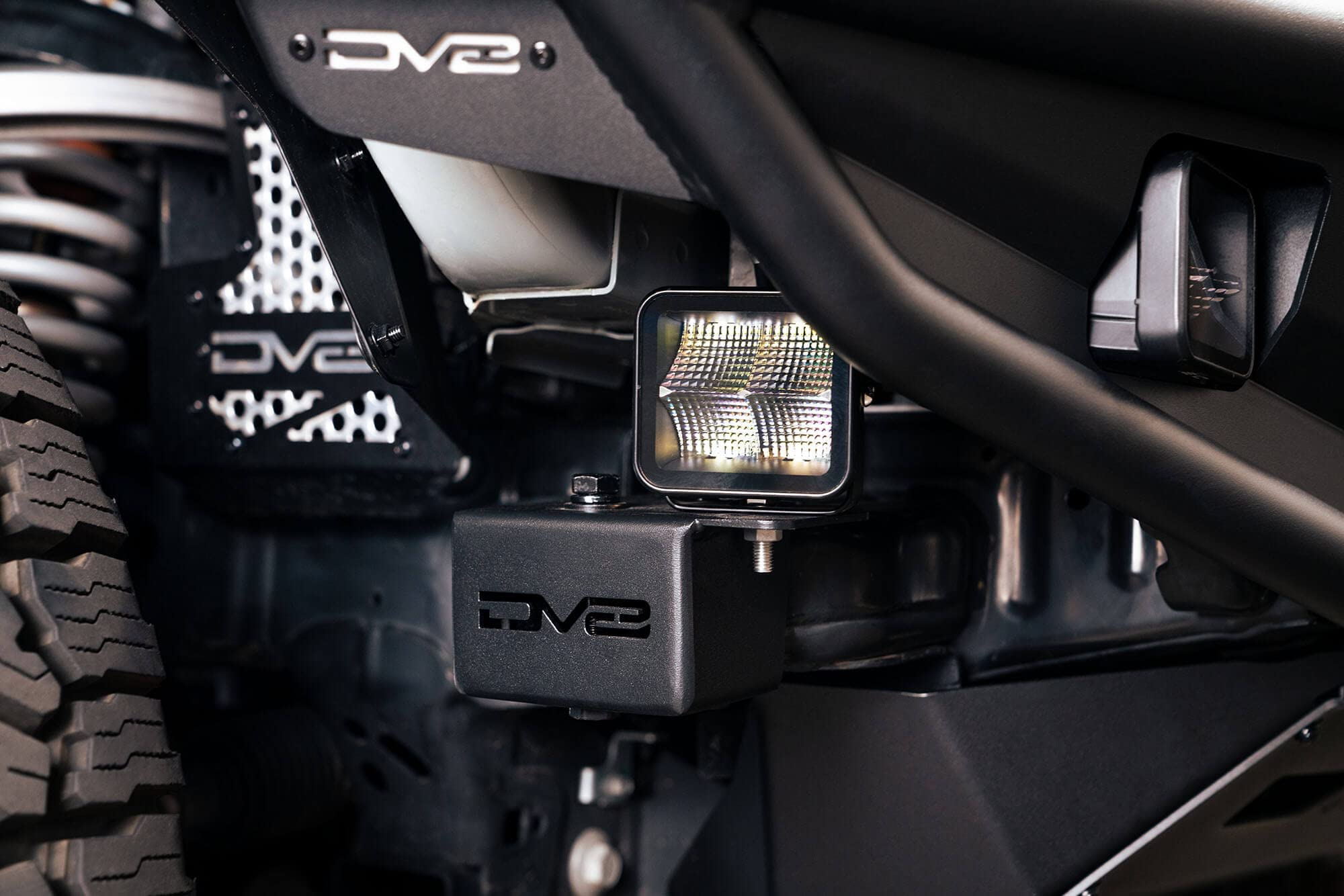 Accessory Mount Crash Bar Caps for 2021-2025 Ford Bronco | Fits Up to 35" Tires | Cleans up Unfinished Crash Bars | Mounts LED Pod Lights, Rock Lights, RGB Accent Lights, or GoPro | DV8 Offroad