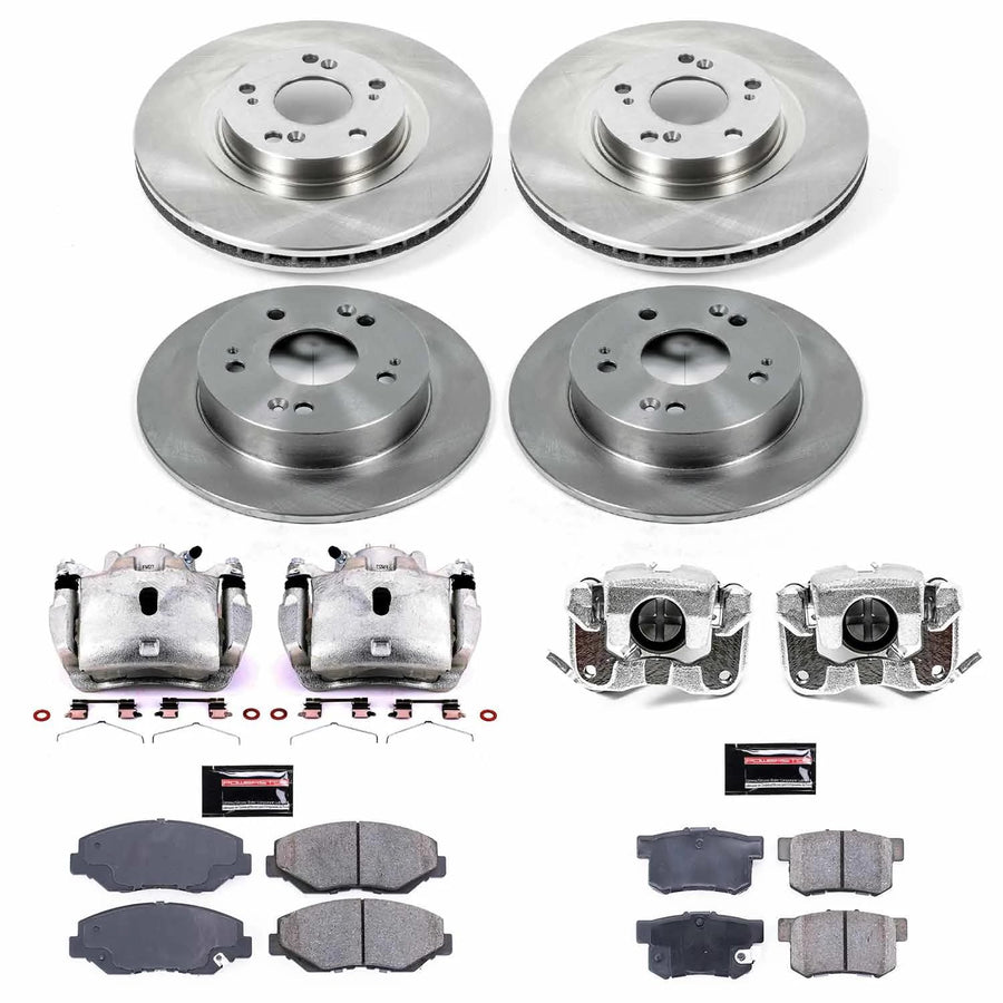 Power Stop KCOE6327 Brake Kit Stock Replacement with OE Calipers- Front & Rear For Acura ILX 2013-2015, Honda Civic 2012-2015 [Model Specific]