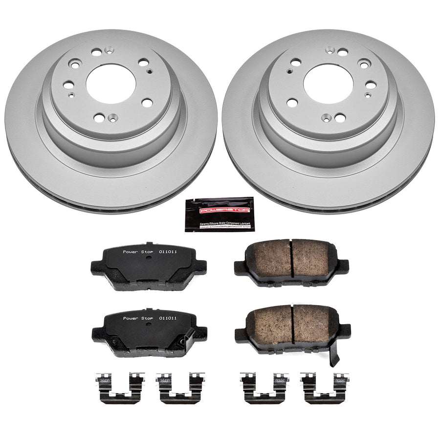 Coated Brake Rotor & Ceramic Brake Pads Power Stop CRK4605- rear For Acura RL 2005-2012 [Model Specific]