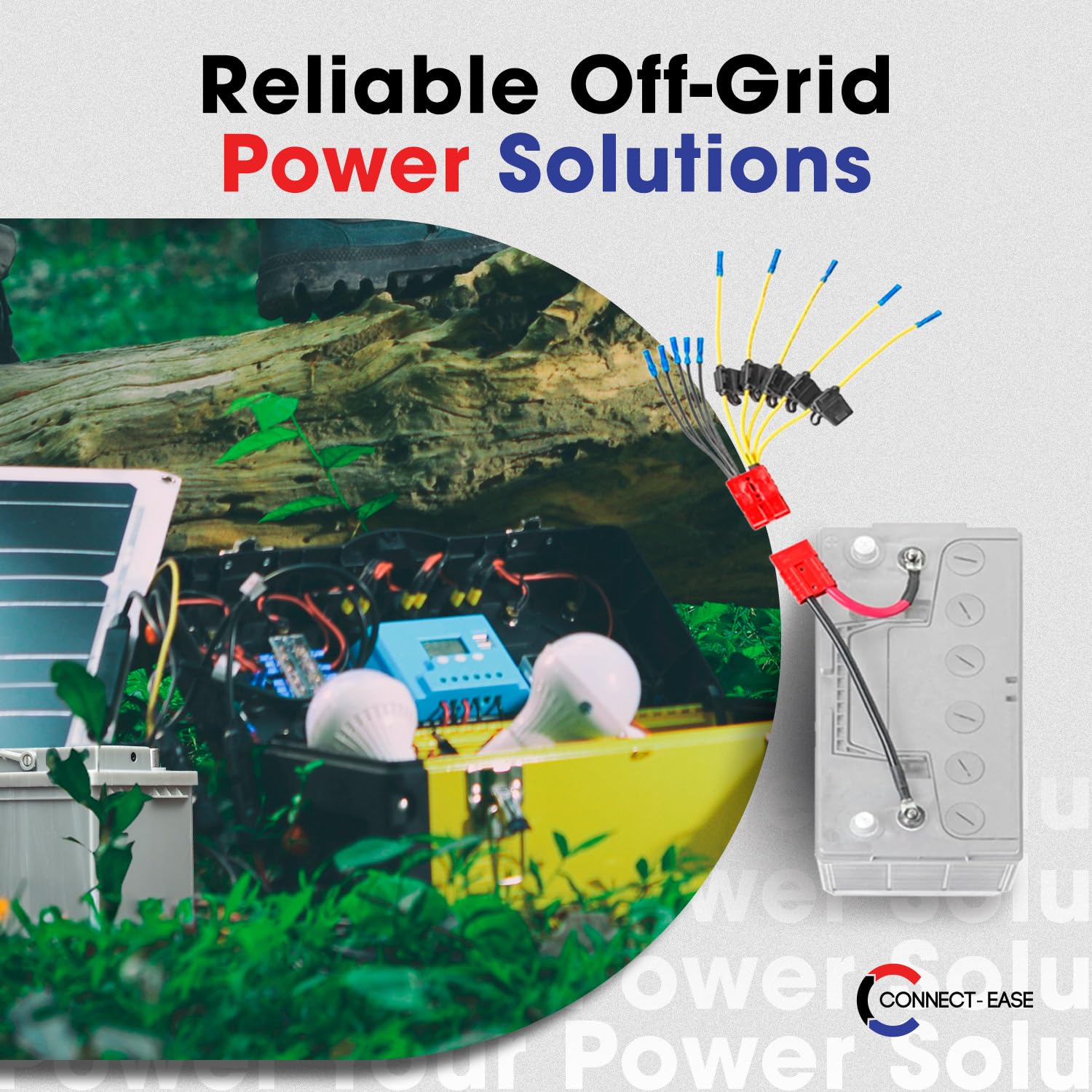 12V Connect-Ease Battery Connector Kit CE12VB5FK | Easy 5-Lead Fused System for Any Marine Electronics | Power Depth Finders, GPS Units, Pumps & More | Marine-Grade UL1426 Wire | Battery NOT Included