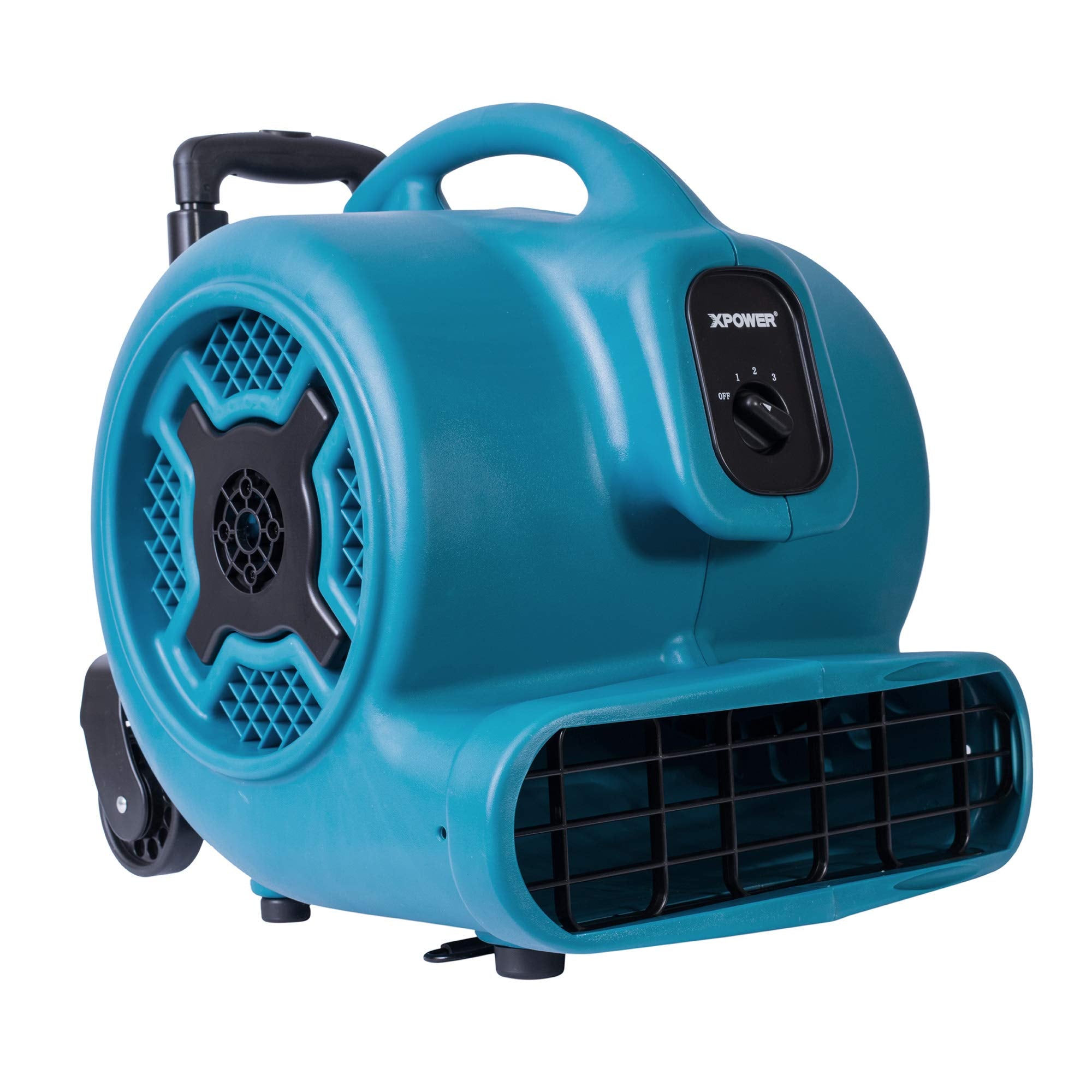 1 HP XPOWER P-830H 3600 CFM Centrifugal Air Mover, Carpet Dryer, Floor Fan, Blower, Telescopic Handle and Wheels, for Water Damage Restoration, Janitorial, Plumbing, Home Use