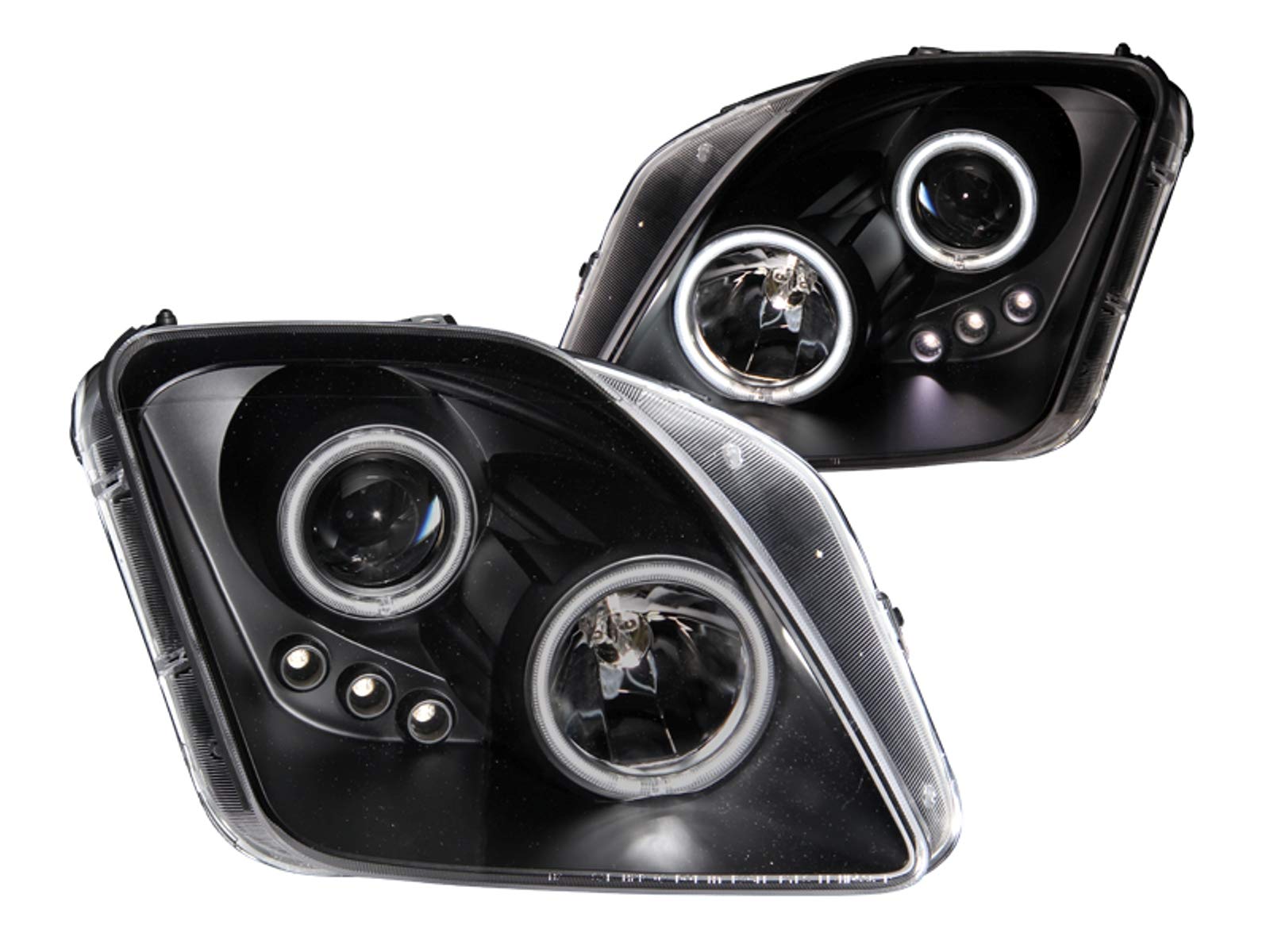 Black Clear AnzoUSA Projector Halo Headlight with Amber Reflector for Honda Prelude - (Sold in Pairs)