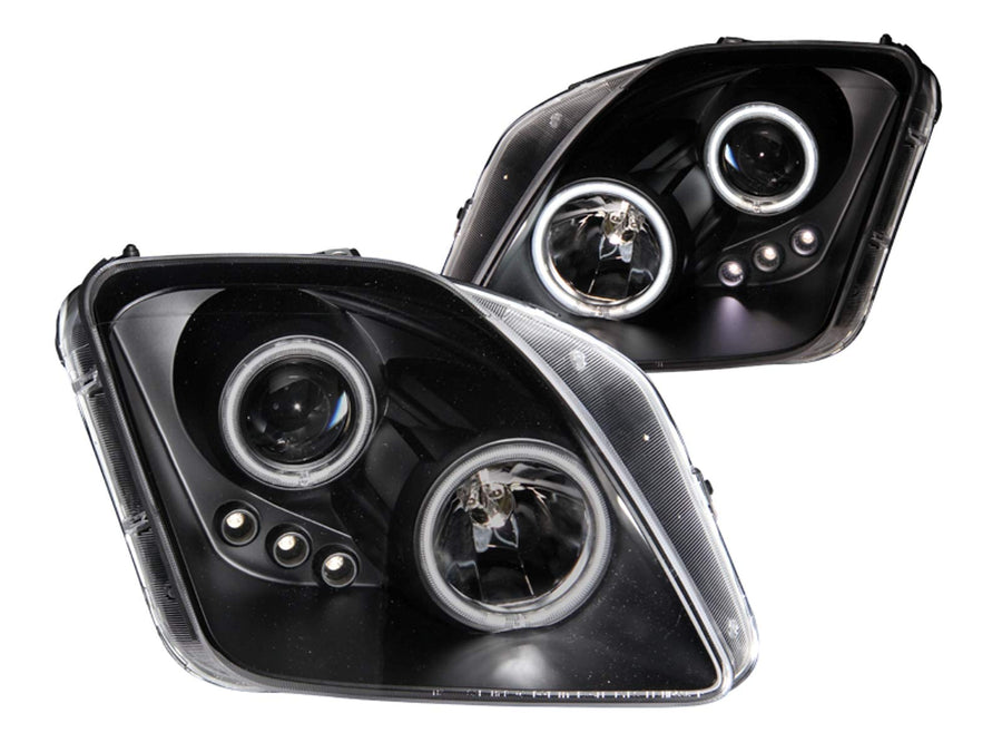 Black Clear AnzoUSA Projector Halo Headlight with Amber Reflector for Honda Prelude - (Sold in Pairs)