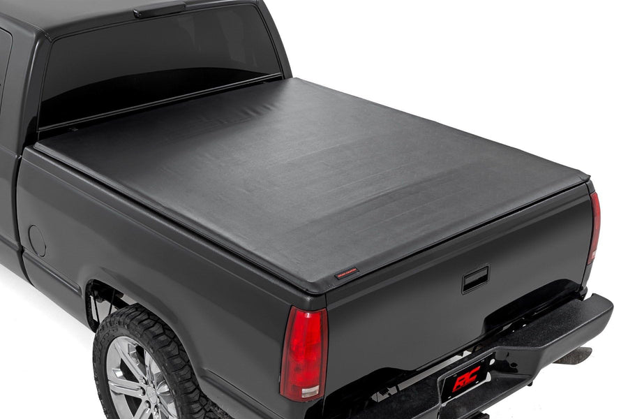 Soft Roll Up Rough Country Truck Bed Tonneau Cover for Chevy Silverado & GMC Sierra 1500 (1988-2007) - Fits 6'7 (79") Bed, Weatherproof Bed Cover