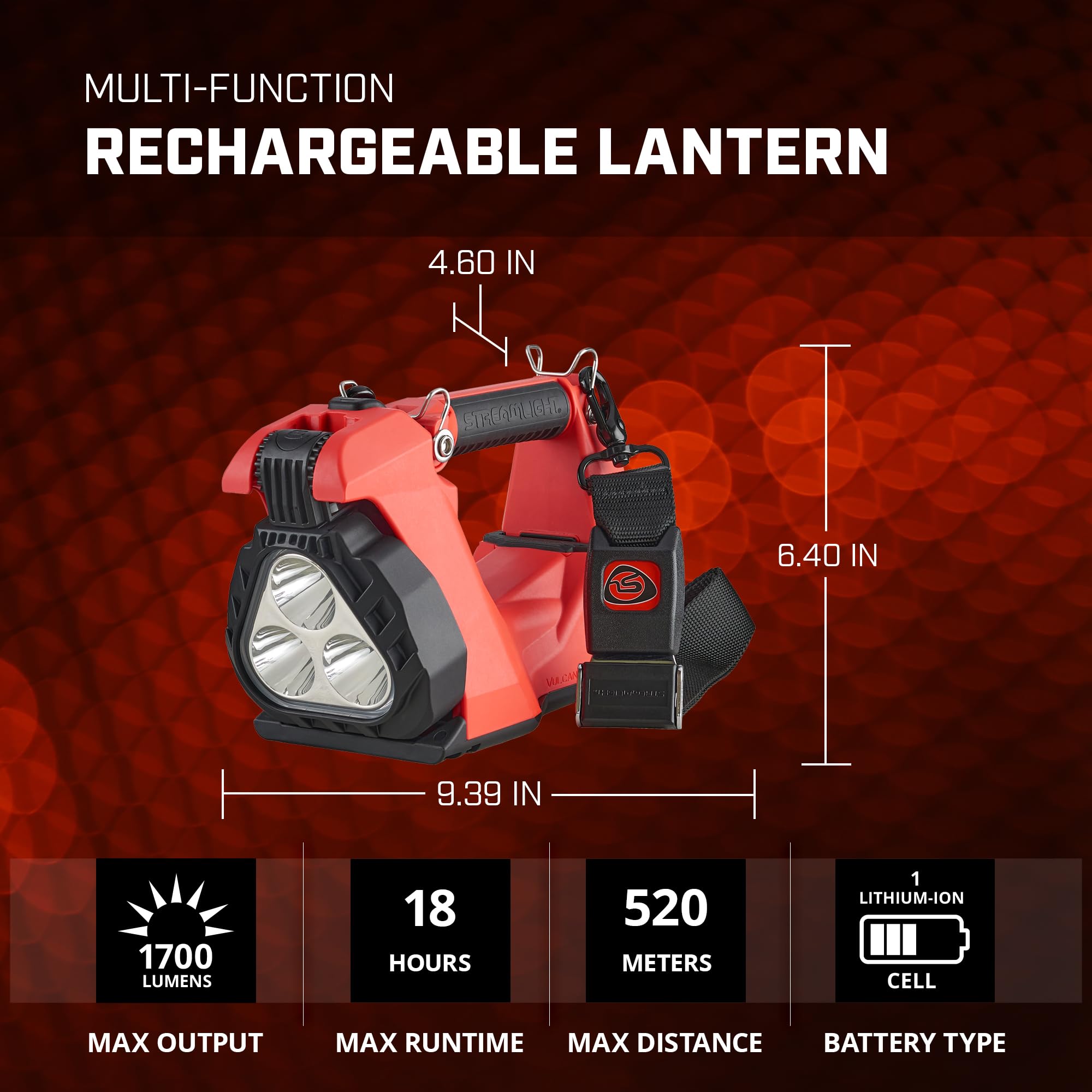 Vulcan Clutch Streamlight 1700-Lumen Rechargeable Multi-Function Lantern, Light Only, Orange