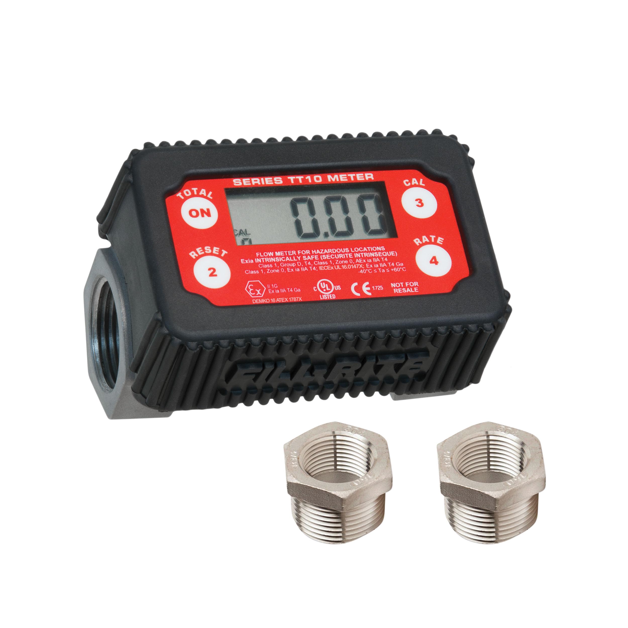 Fill-Rite 1" TT10AN 2-35 GPM(8-132 LPM) Digital In-line Turbine Meter, Aluminum, Fuel Transfer Meter,Black/Red