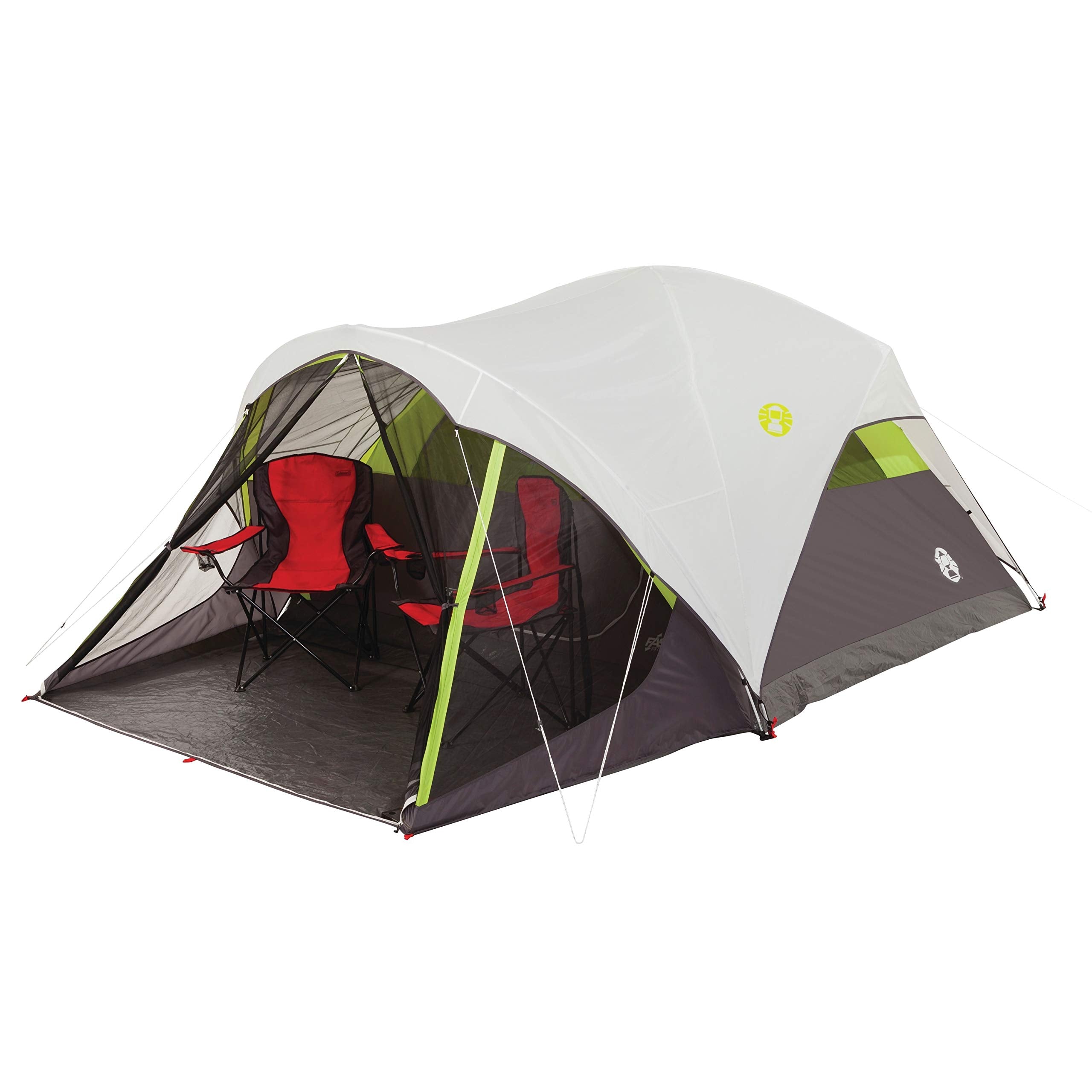 Coleman 6-Person Steel Creek Tent with Screened Porch & Integrated Rainfly, Weatherproof Tent Sets Up in Minutes, Fits Queen-Size Airbed
