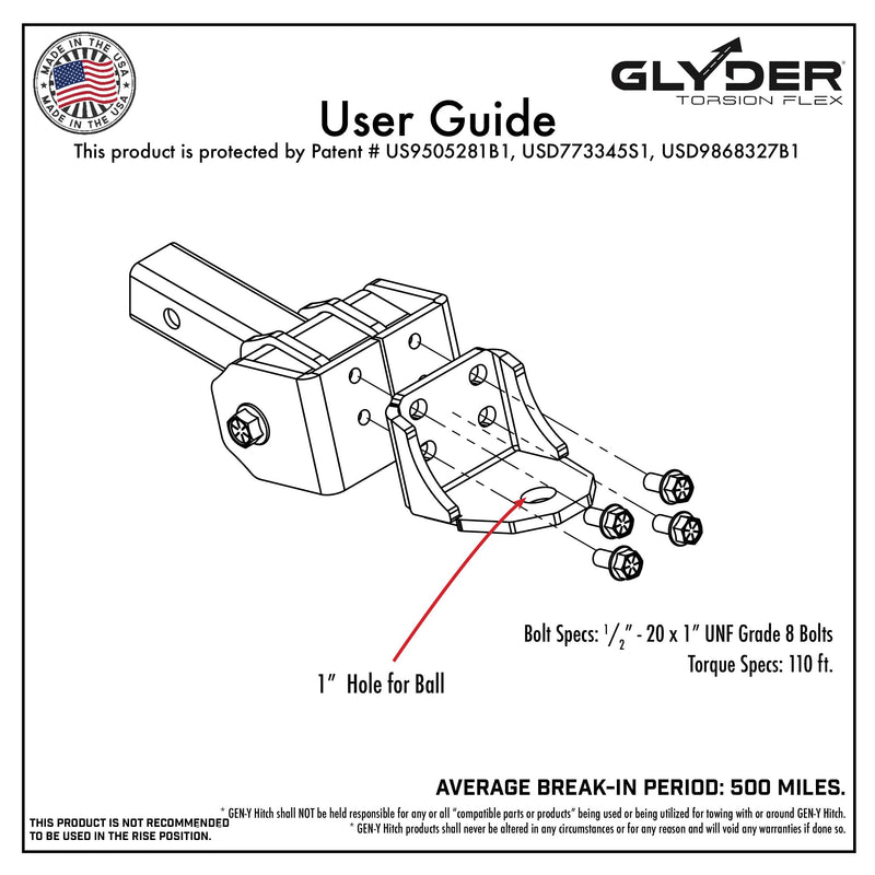 Hitch Ball Mount GEN-Y for 2" Receiver - Ball Platform with 1″ Diameter Mounting Hole, 2" Drop, 7,000 lbs Towing Capacity, 700 lbs Tongue Weight, Silver, Made in USA