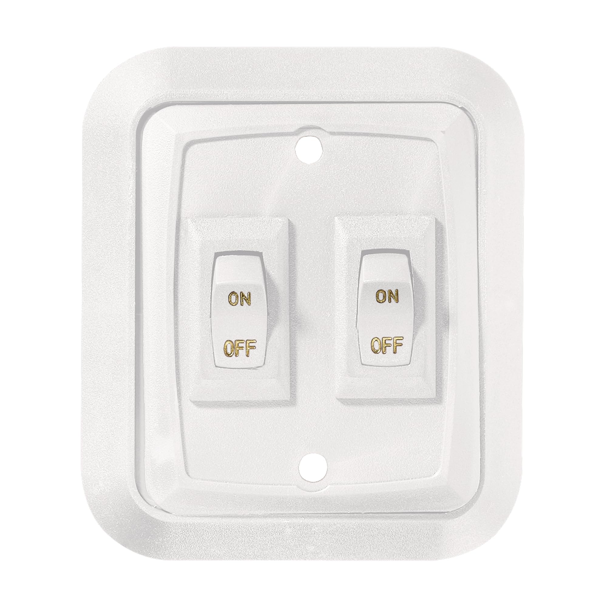 Wall Plate Switch RV Designer S657, Double, White, 3.53" x 2.39", On/Off - SPST