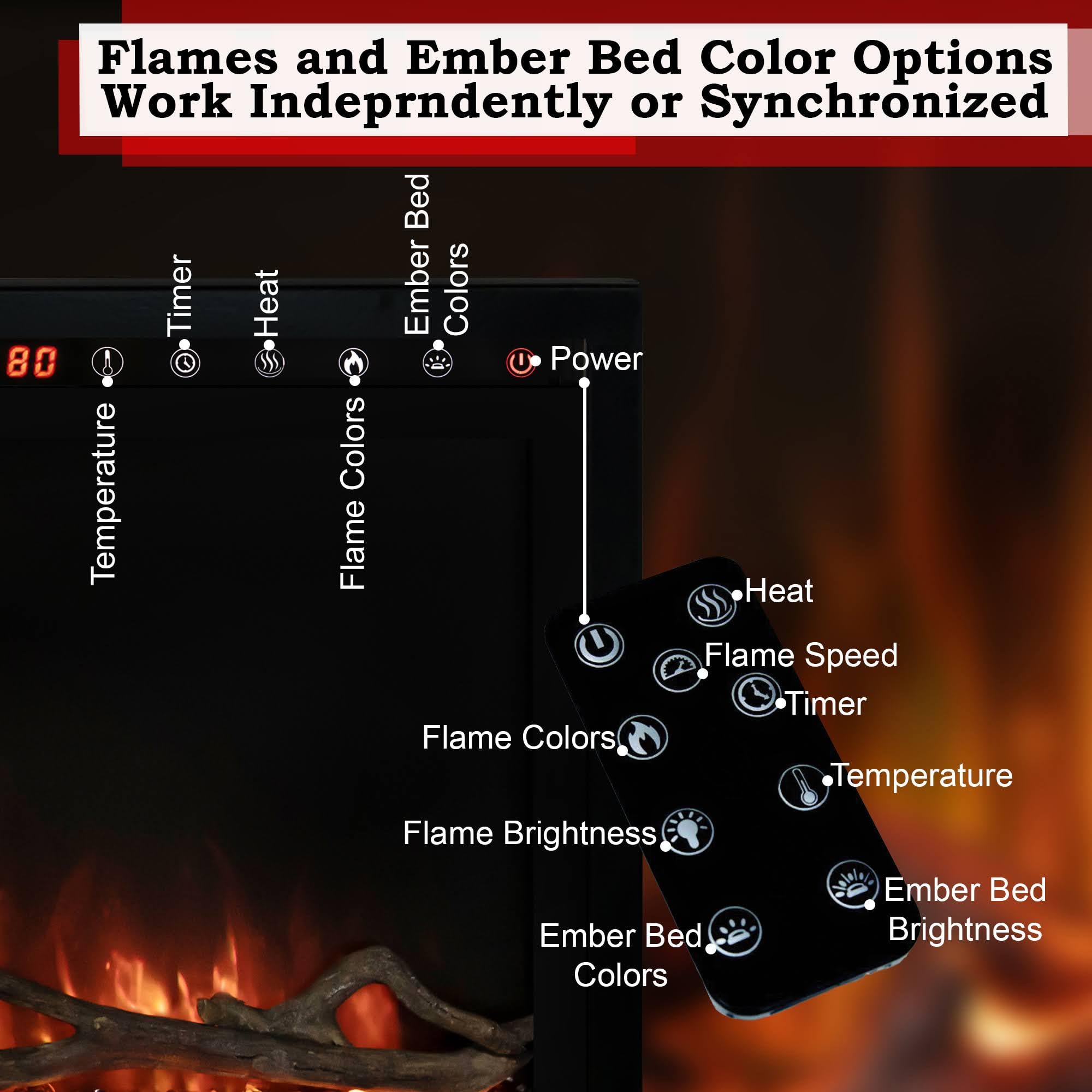 Spectrum Slimline Modern Flames 50 inch Wall Mount Built in Electric Fireplace Insert | Fully Recessed 4'' Wall | SPS-50B
