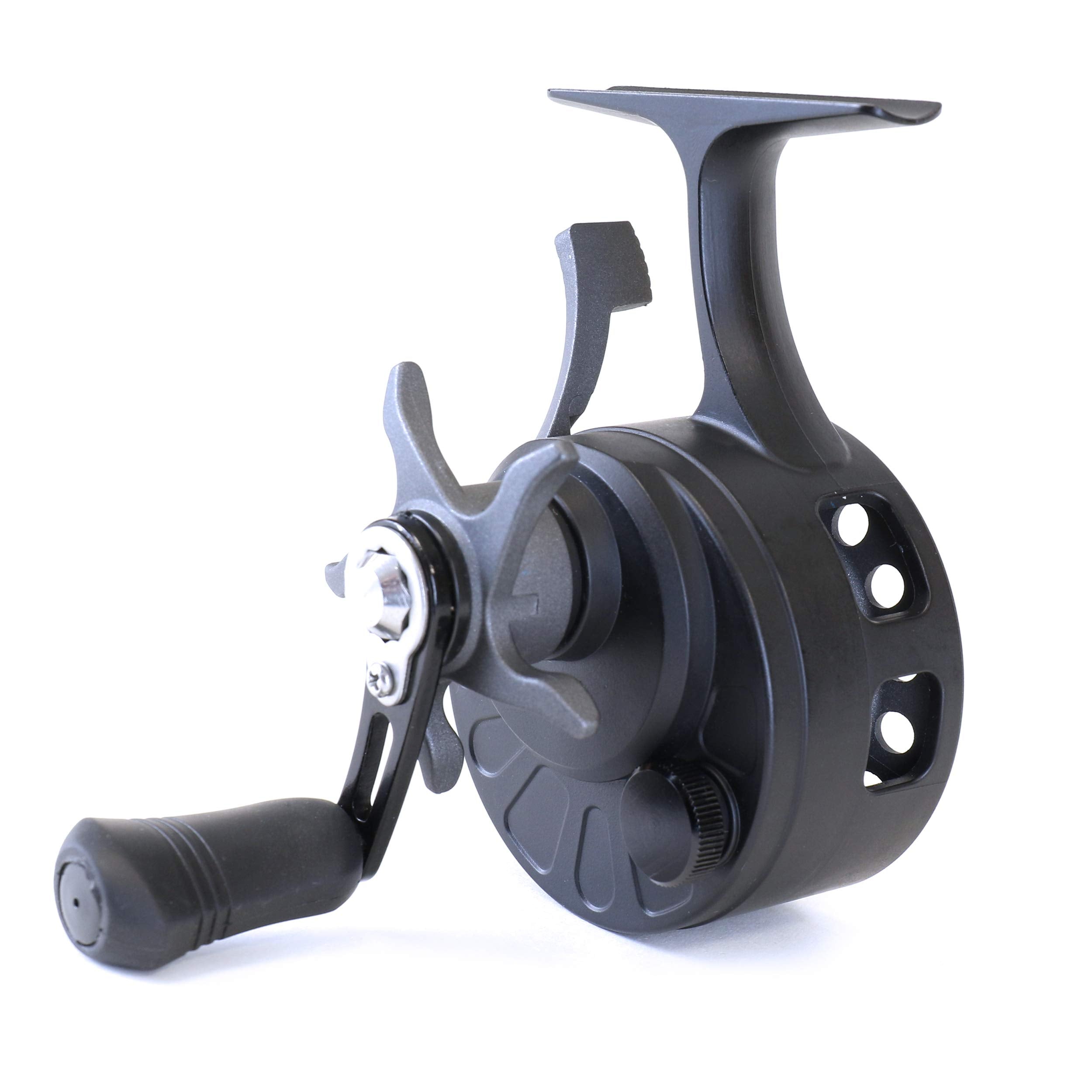 CLAM Inline Gravity Ice Fishing Reel – Ultra-Light Graphite, 3.6:1 Gear Ratio, 3+1 Bearings, Left-Hand Retrieve