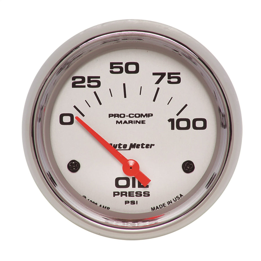 Gauge AutoMeter 200759-35 Oil Pressure (Marine Chrome Ultra-Lite 2 5/8", 100Psi, Electric, Marine Chrome)