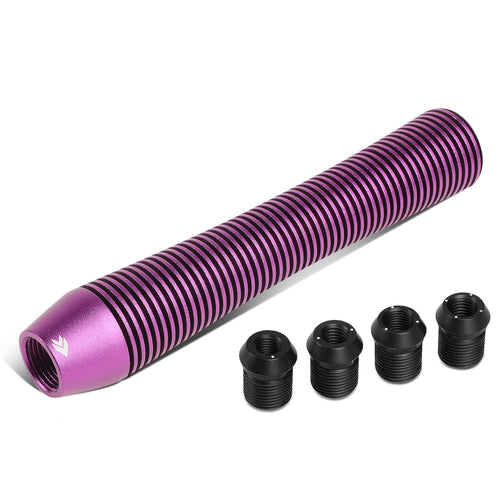 NRG Innovations Universal Aluminum SK-710PP Shift Knob with Thread Adapters, Heatsink Style Long Curvy Cylinder Lever,Purple