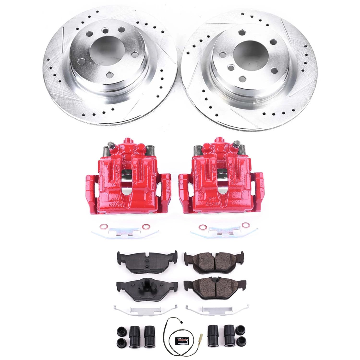 Rear Brake Caliper Kit Power Stop Z23 Evolution KC5981- Brake Rotors, Carbon-Fiber Ceramic Brake Pads, Brake Calipers For BMW 328i 2011-2013 [Model Specific]