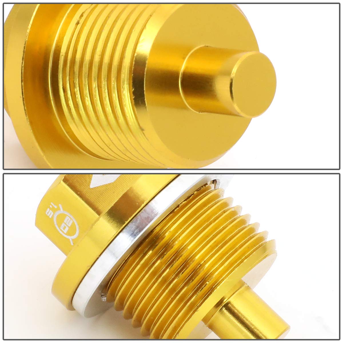 Magnetic Oil Drain Plug NRG Innovations, M20 X 1.5 Thread Size Engine Oil Drain Nut w/Washer, Gold, T-6061 Aluminum w/Stainless Steel Internal Magnet, NRG-NOP-300GD