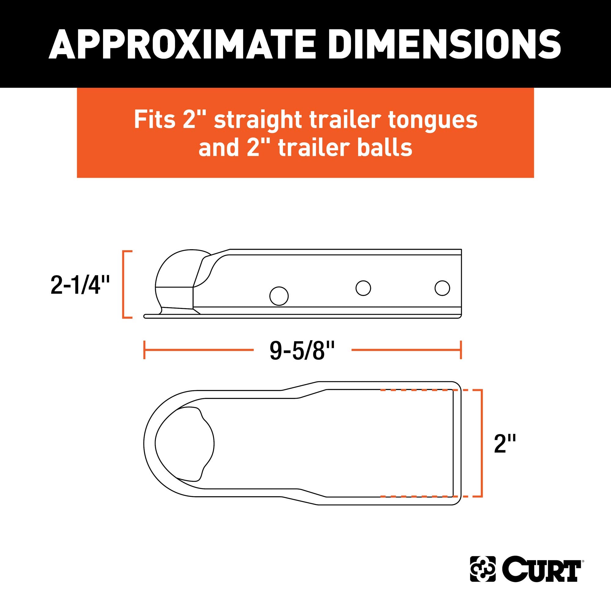 CURT QuickPin 25470 No-Latch Trailer Coupler for 2-Inch Hitch Ball, 2-in Channel, 3,500 lbs