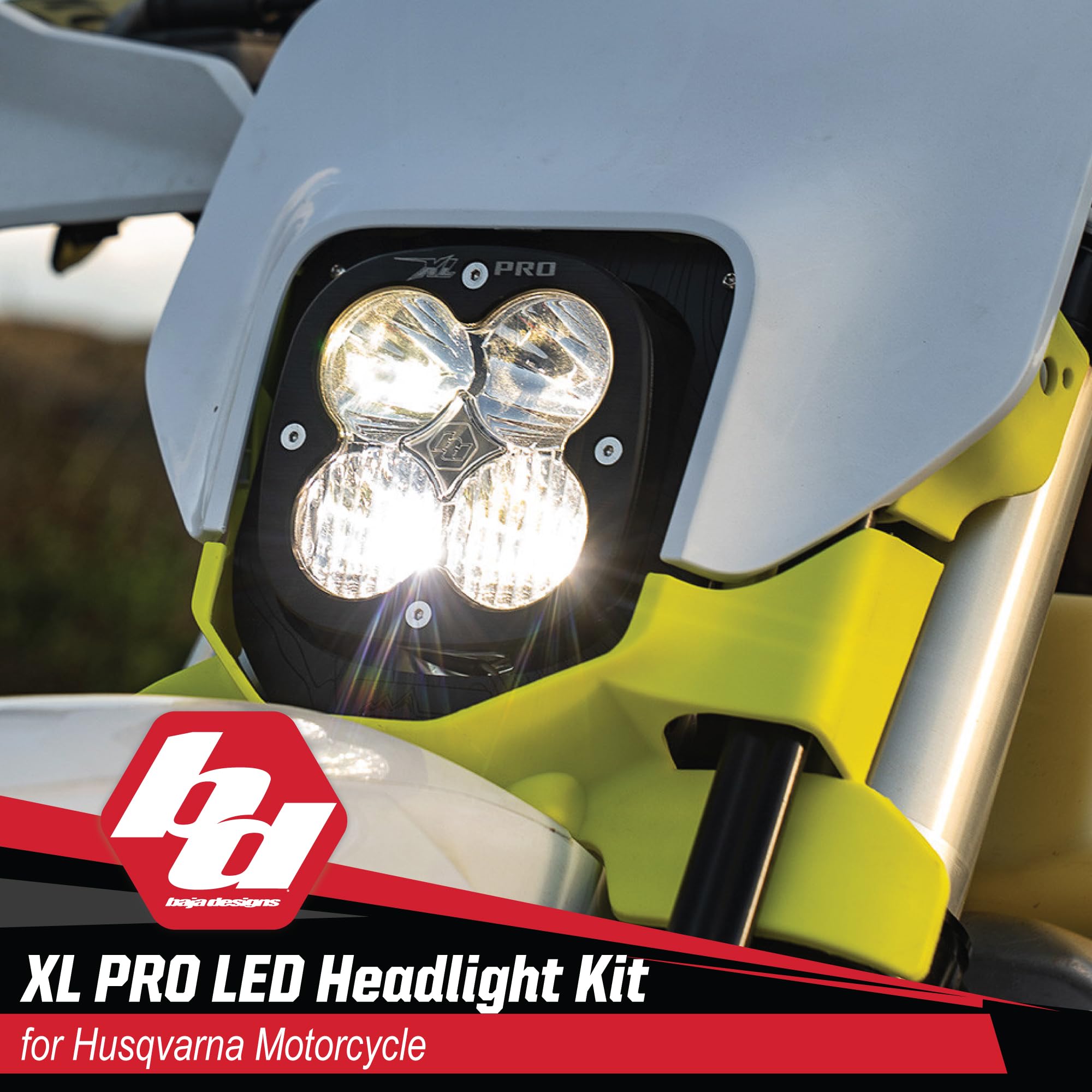 Baja Designs LED Headlight Kit XL Pro for Husqvarna Motorcycle FE-S, FE, FE-W, TE 2024 with Hi-Low Harness