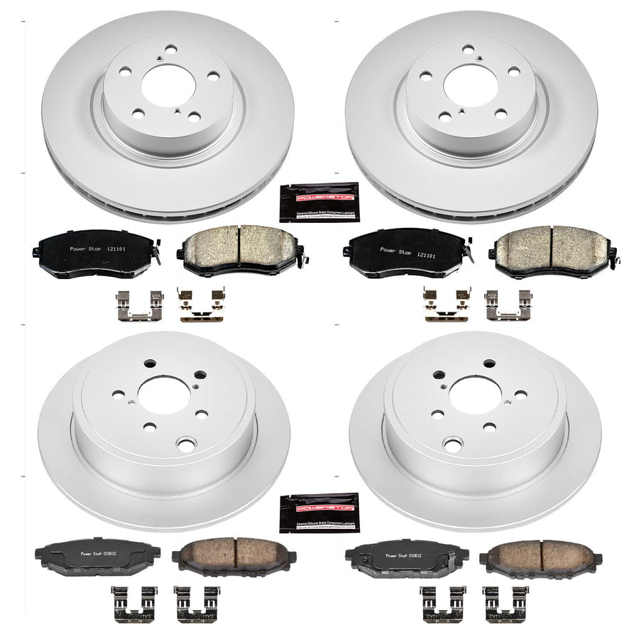 Power Stop CRK6112 Brake Rotor Coated & Ceramic Brake Pads- front & rear For Subaru BRZ 2013-2016, Subaru Impreza 2011 [Model Specific]