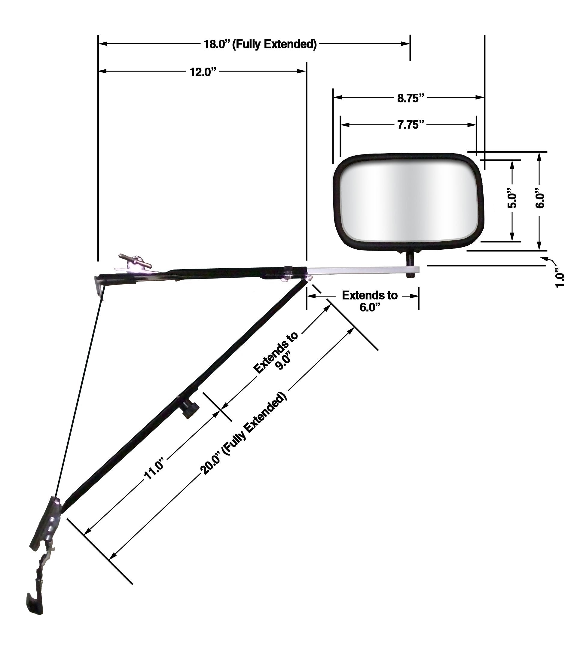 Door Mount CIPA 11650 Towing Mirror, Black