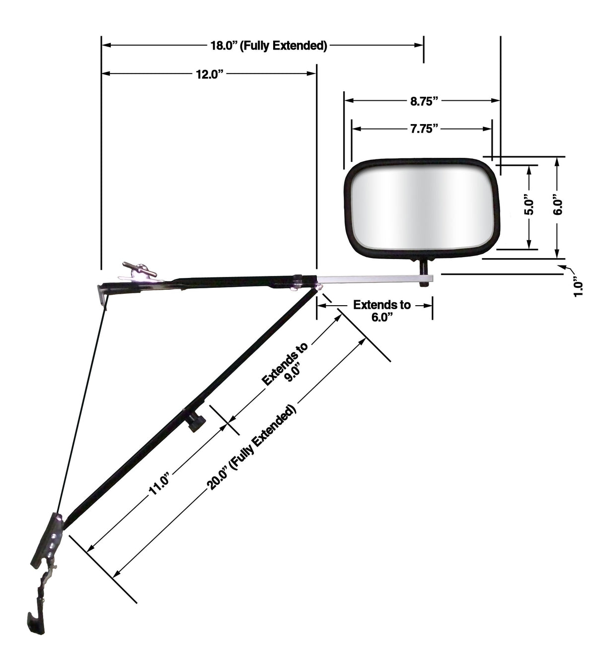 Door Mount CIPA 11650 Towing Mirror, Black
