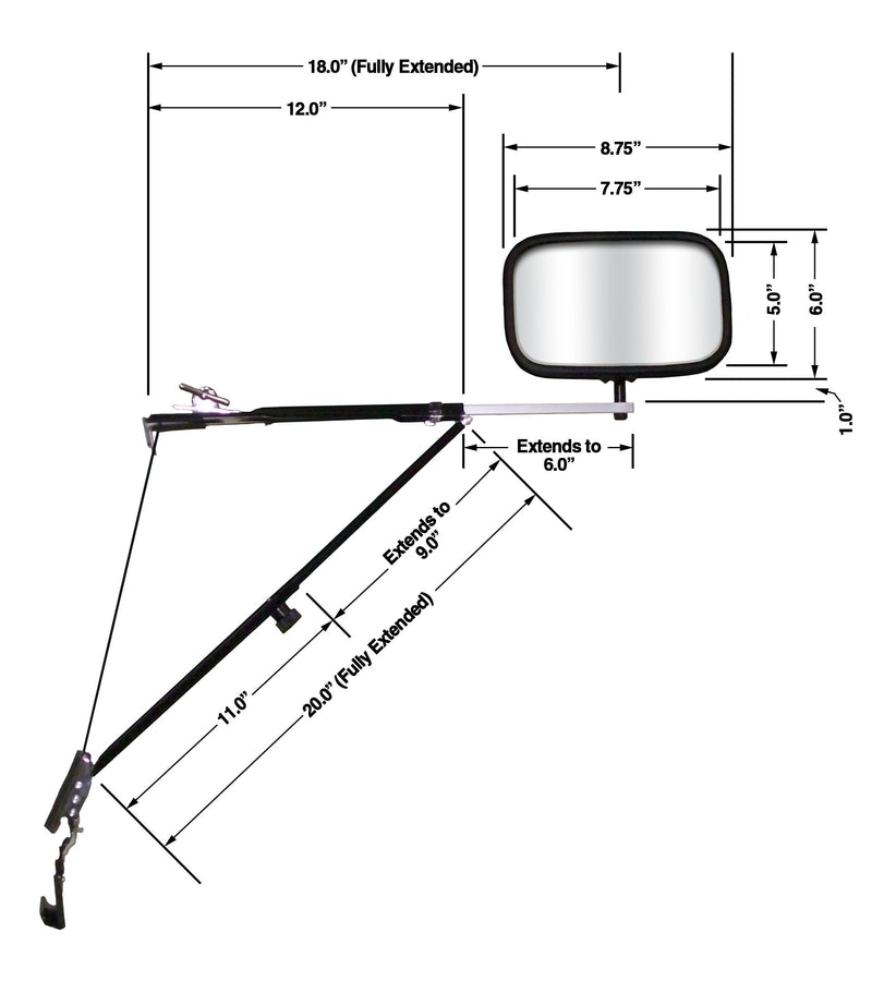 Door Mount CIPA 11650 Towing Mirror, Black