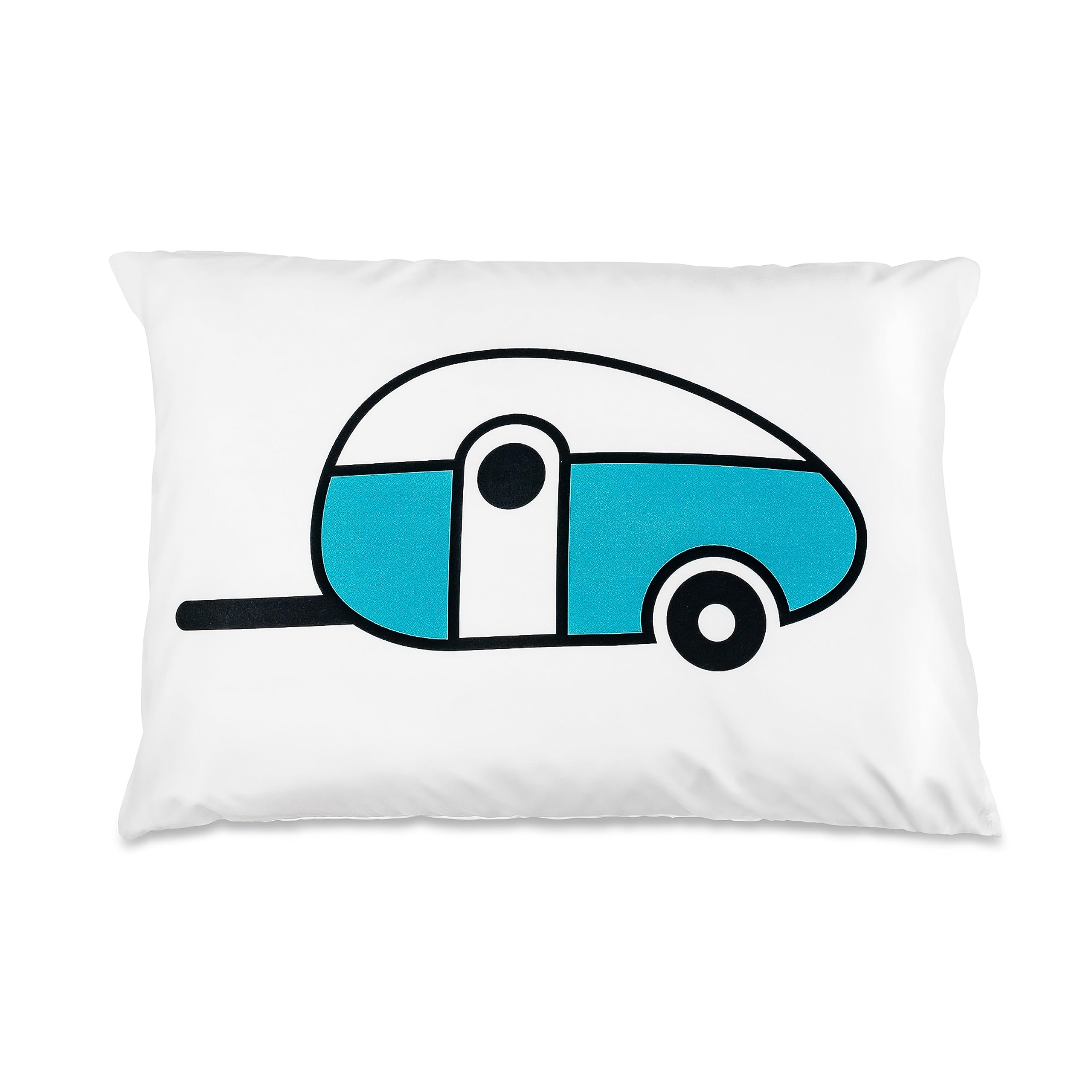 Camco Queen Sheet Set & RV Camper - Features Travel Trailer Print Design - Crafted of Soft Machine Washable Polyester - 4 Piece Set Includes Fitted Sheet, Flat Sheet, & 2 Pillowcases (53299)