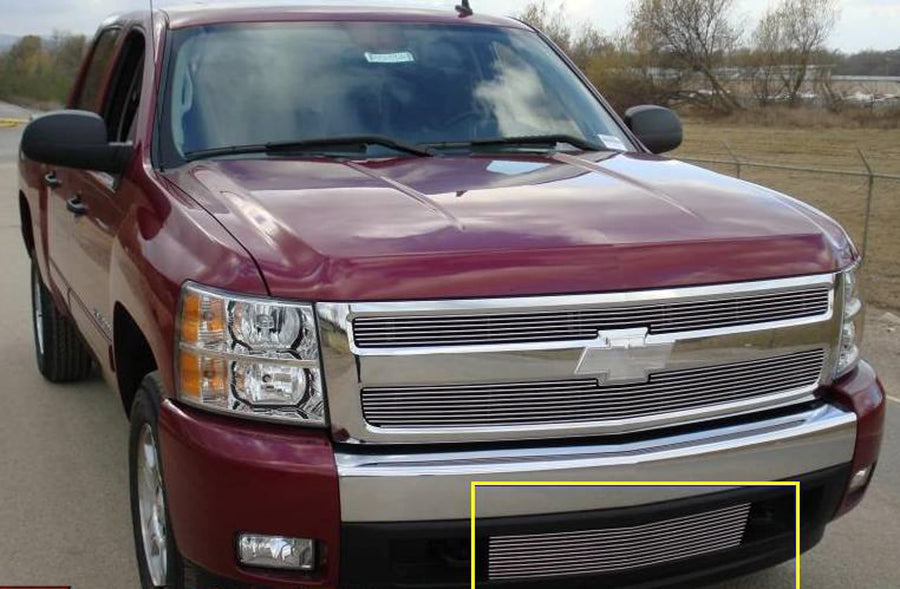 Horizontal T-Rex 25110 Aluminum Polished Finish Billet Bumper Grille Bolt-on for Chevrolet Silverado