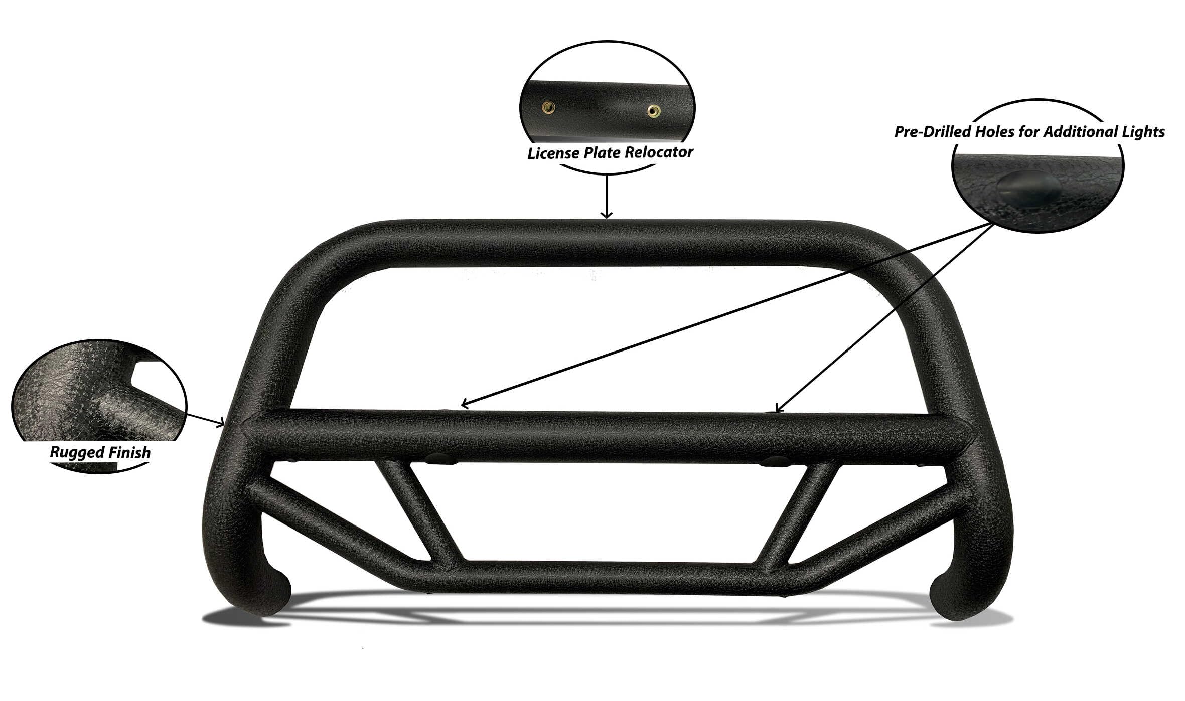 Max T Bull Bar Black Horse Textured Black Compatible with 2007-2021 Toyota Tundra-MBT-MT0212