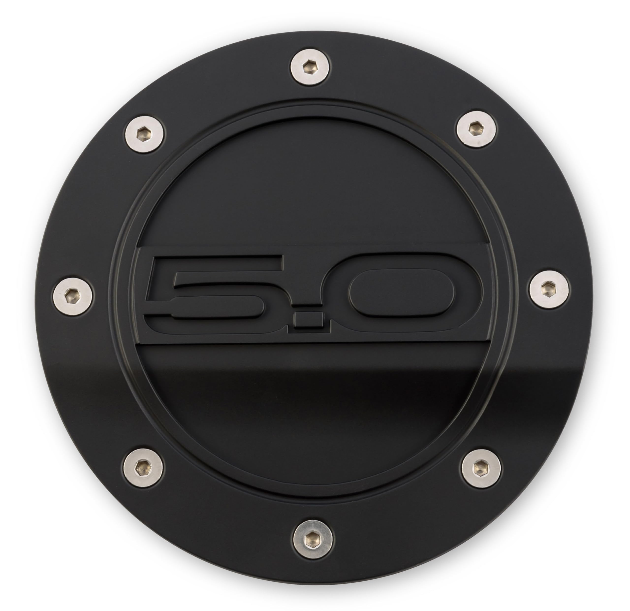 Drake Muscle Cars Fuel Door Comp Series with '5.0' Lettering in Satin Black Finish Compatible with 2015-2021 Ford Mustang, Model FR3Z-6640526-5A
