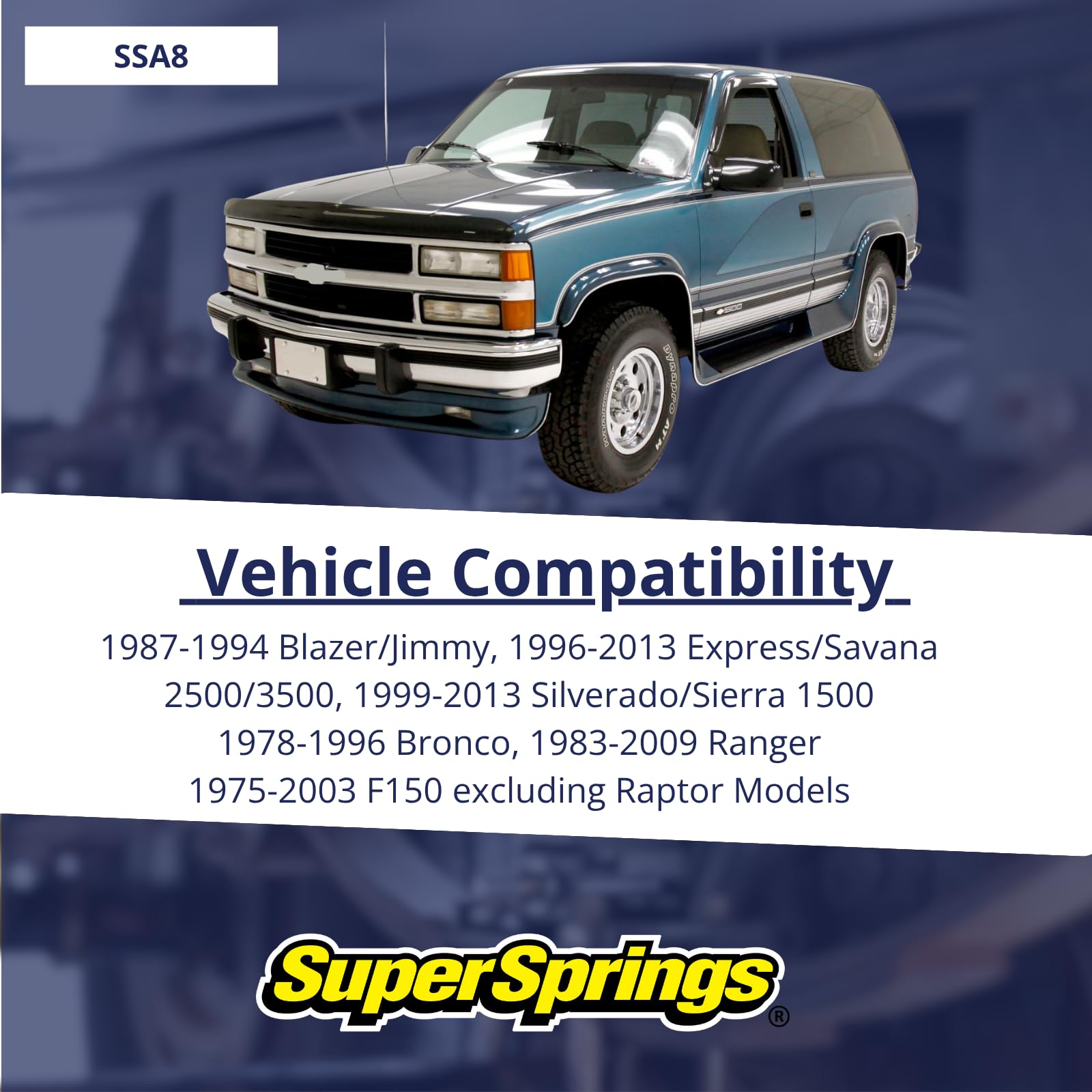 SuperSprings SSA8 for Chev.|GMC Silv.|Sierra 1500, Exp.|Sav, Ford F-150, E-Series, Ranger, Toyota Tundra, Black