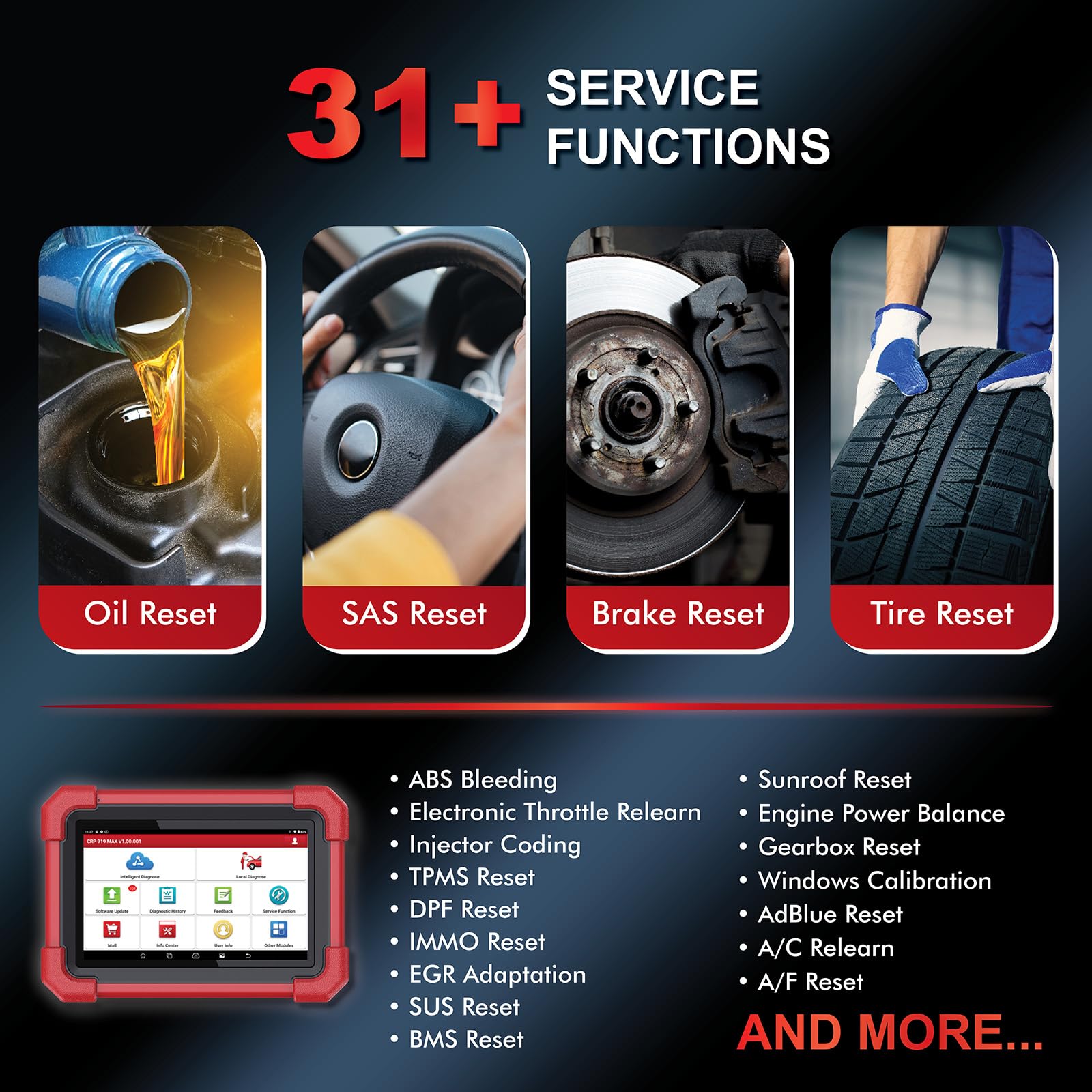 Launch Scan Tool X431 CRP919MAX Wireless Bidirectional Tool, All System Diagnosis Scanner, 31+ Service Functions, ECU Coding, Code Assist, FCA AutoAuth, V.A.G Guided, 2 Years Free Update