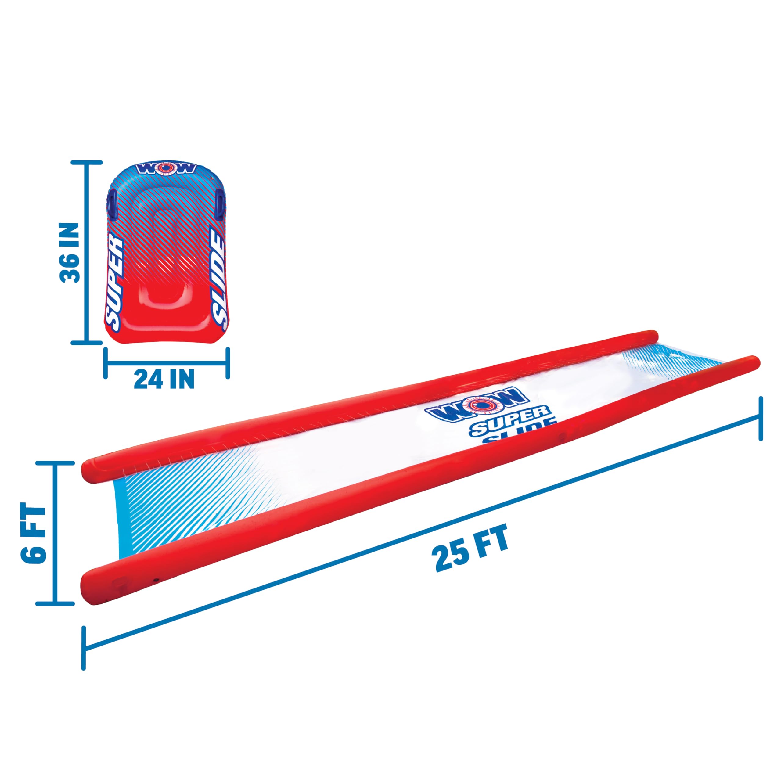Giant WOW Sports Super Slide Backyard Water and Slip Slide with Sprinkler, Extra Long, 25 x 6 ft