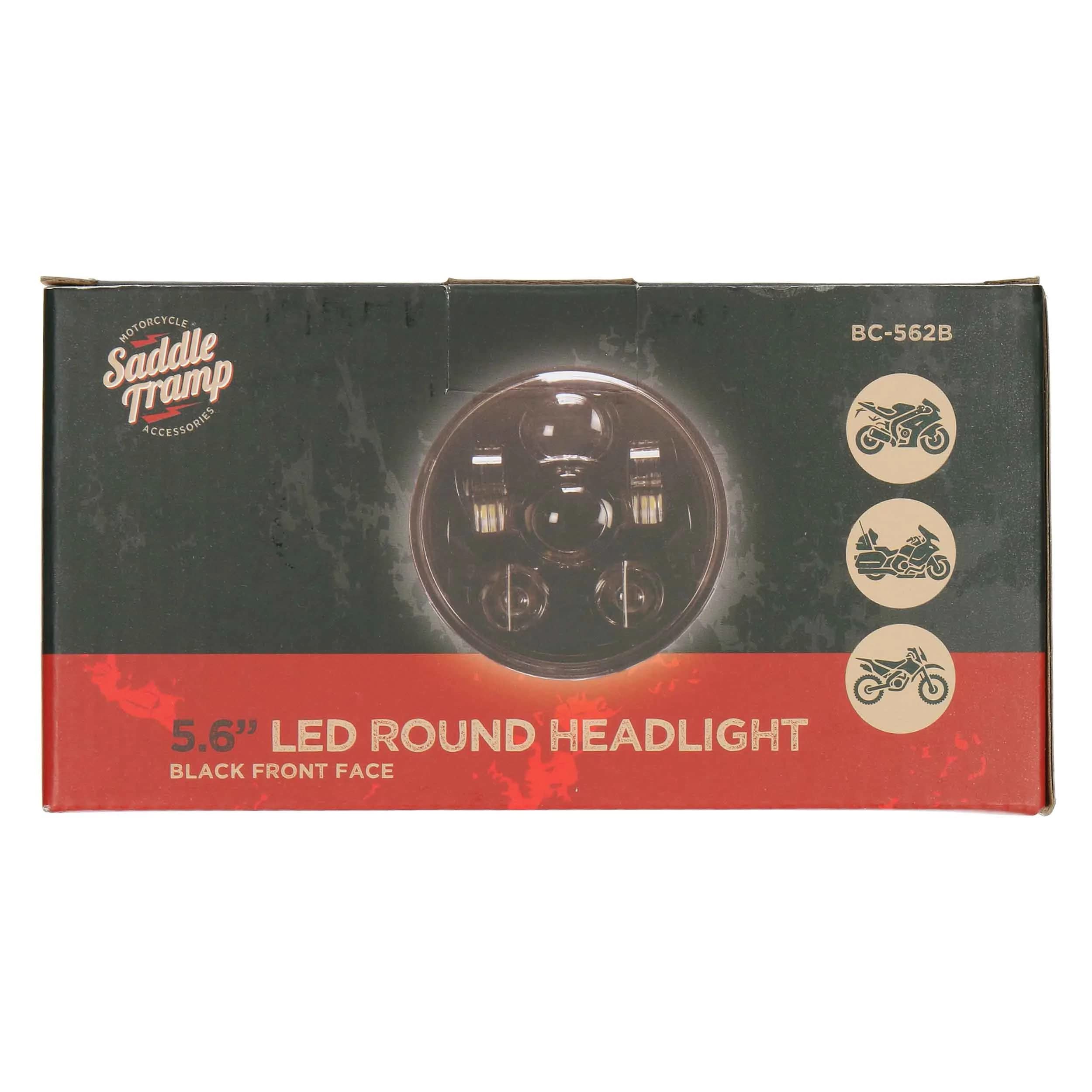 Round METRA Motorcycle Headlights with Black Face - 5.6 Inch (BC-562B)