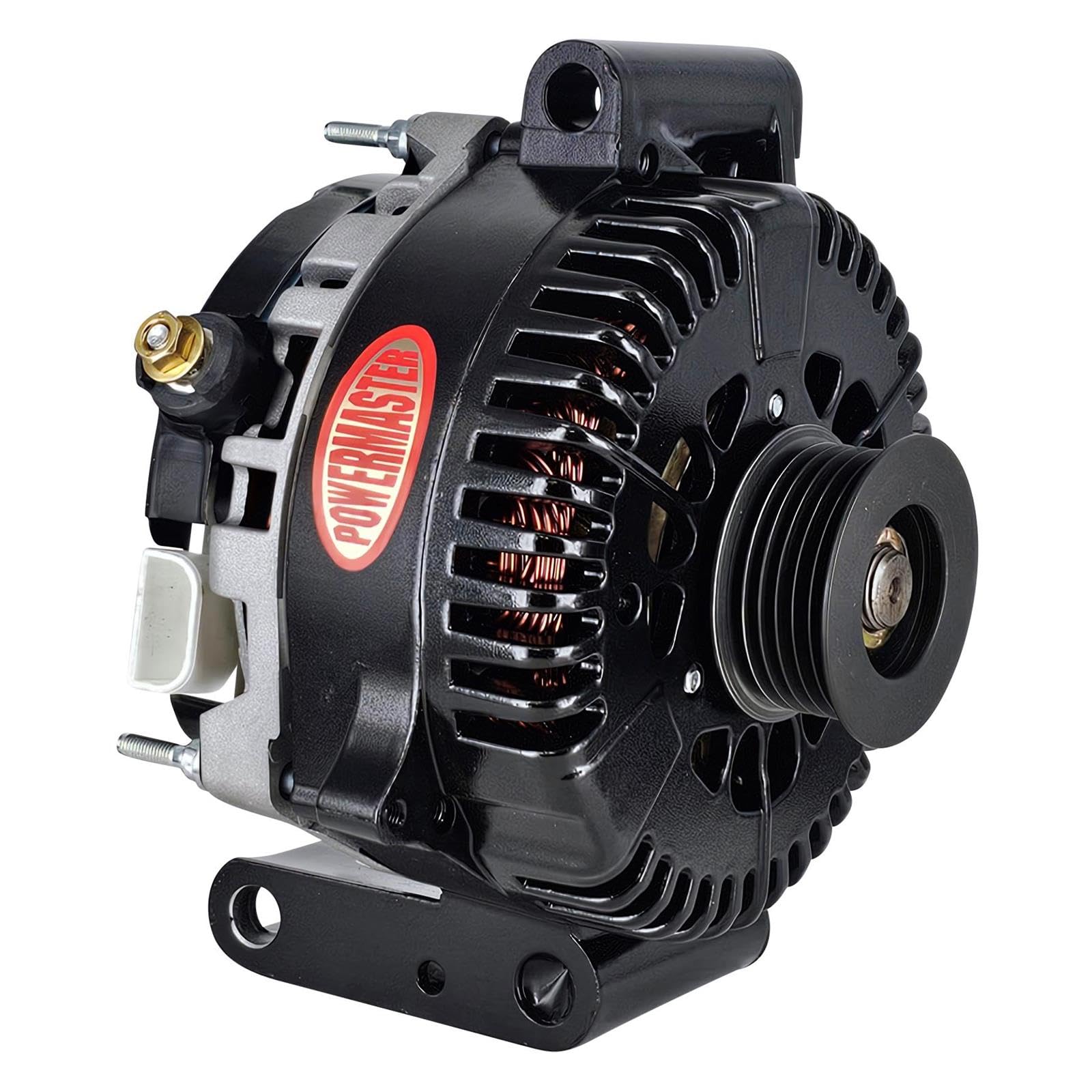 Black Powermaster 58405 Alternator (4G 200A 6 Groove Pulley Trans Mating PCM Controlled LI-SIG-AS Regular)