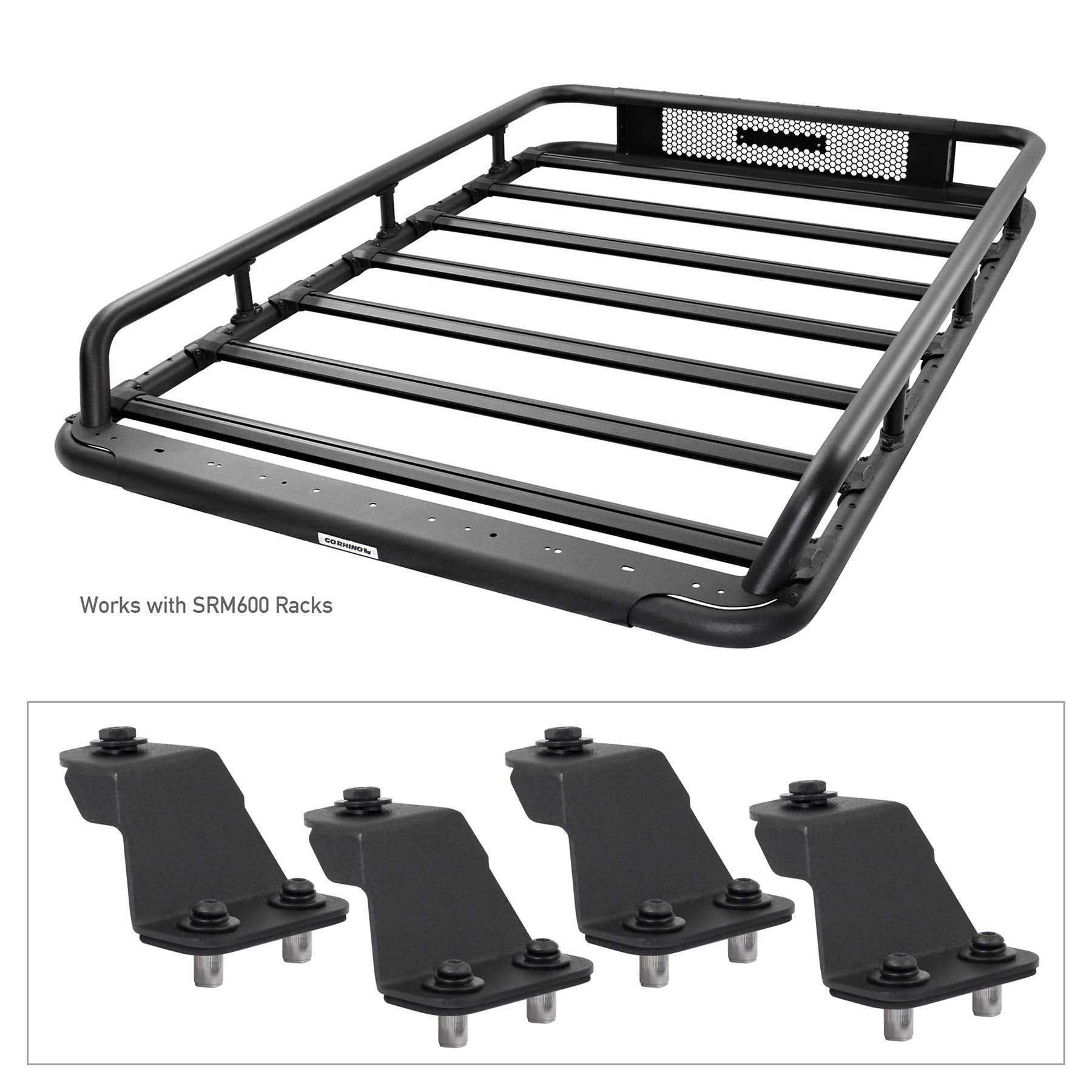 Go Rhino Mounting Kit SRM - 4 Fixed Mounts | Mild Steel, Textured Black | 5910001T | Fits Go Rhino SRM300, SRM400, SRM500, & SRM600 Roof Racks