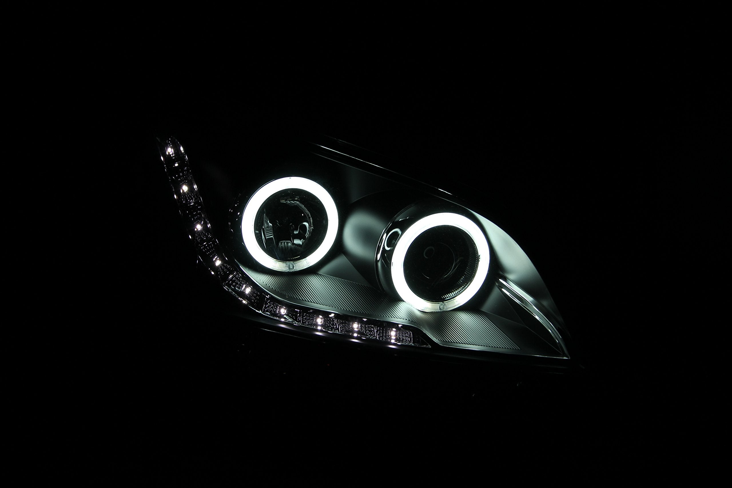 Black/Clear/Amber AnzoUSA Halogen Projector Headlights for Kia Soul