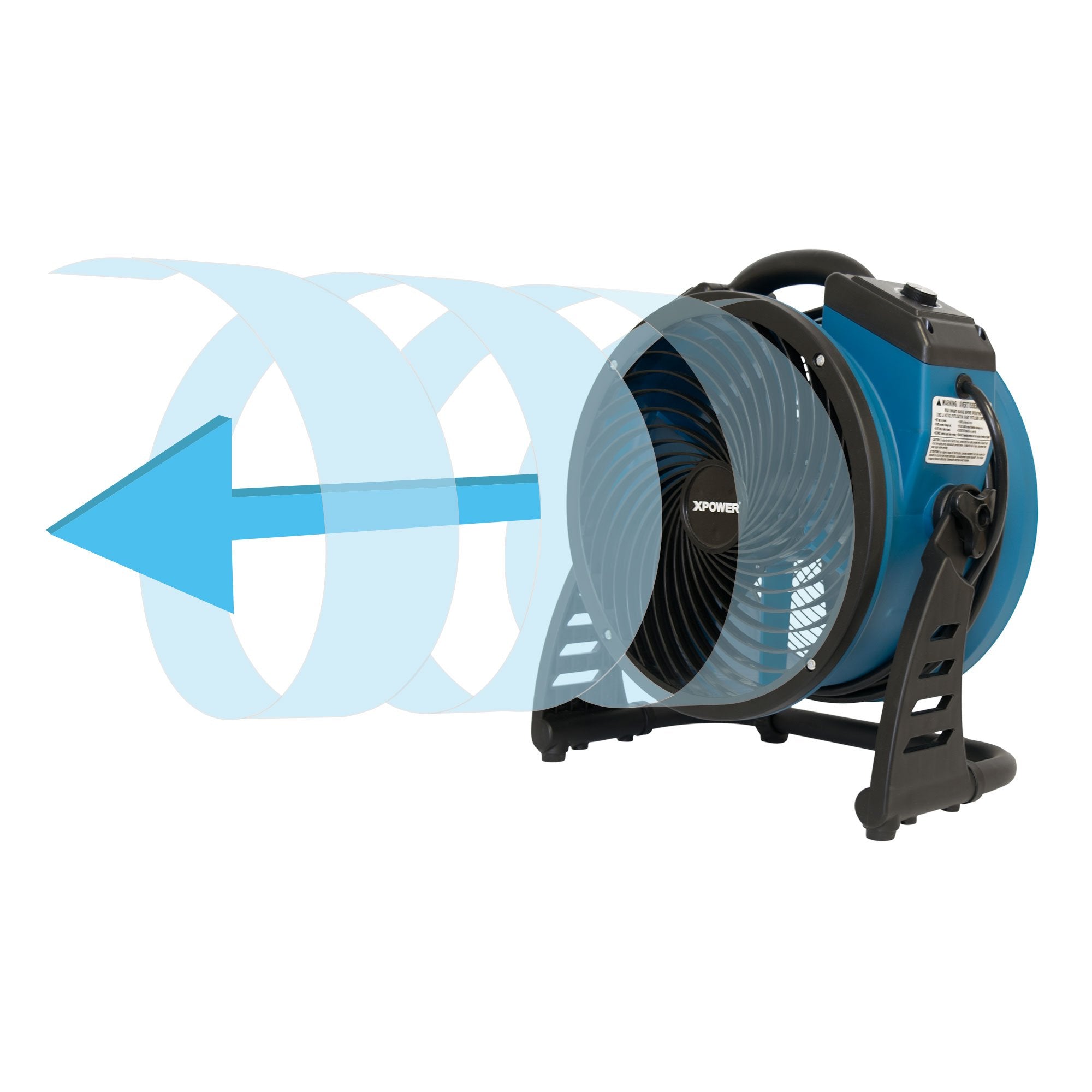 Industrial Axial Air Mover XPOWER P-26AR, Blower, Fan with Build-in Power Outlets for Water Damage Restoration, Home and Plumbing Use - 1 Amp, 1300 CFM, 4 Speeds , Blue