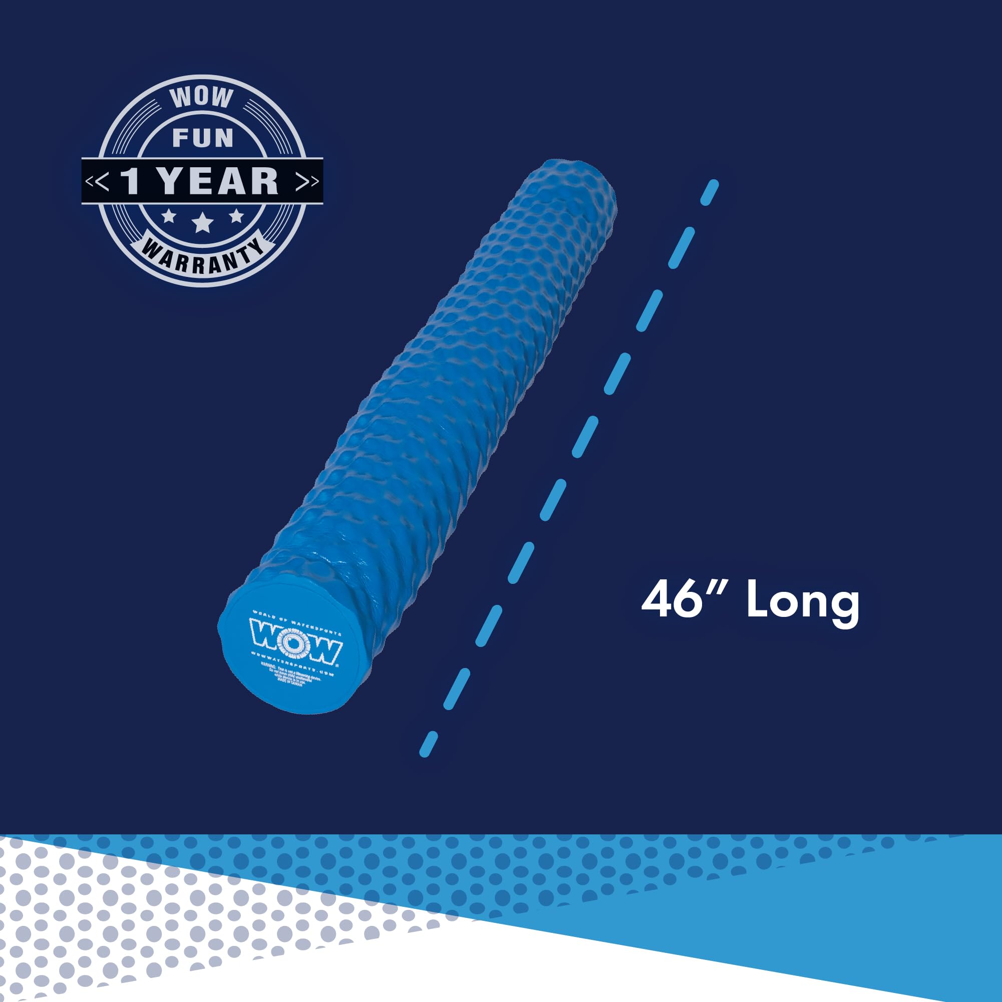 WOW Sports - Foam Blue Pool Noodle - Perfect For Pool Parties & Swim Training - W/ Cup Holder - Floatation Device for Adults & Children - Pool Accessory - 46" Long