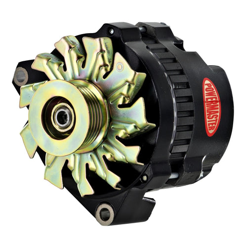 Alt GM CS130 Powermaster Black 140A 6 grv Pulley Offset Left MTG Unthreaded MTG Ear 1-Wire or OE Hookup